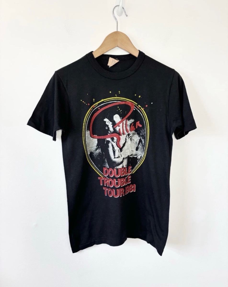 Vintage USA Ian Gillan Men’s Printed Double Trouble 1981 Tour T-Shirt Size XS/S