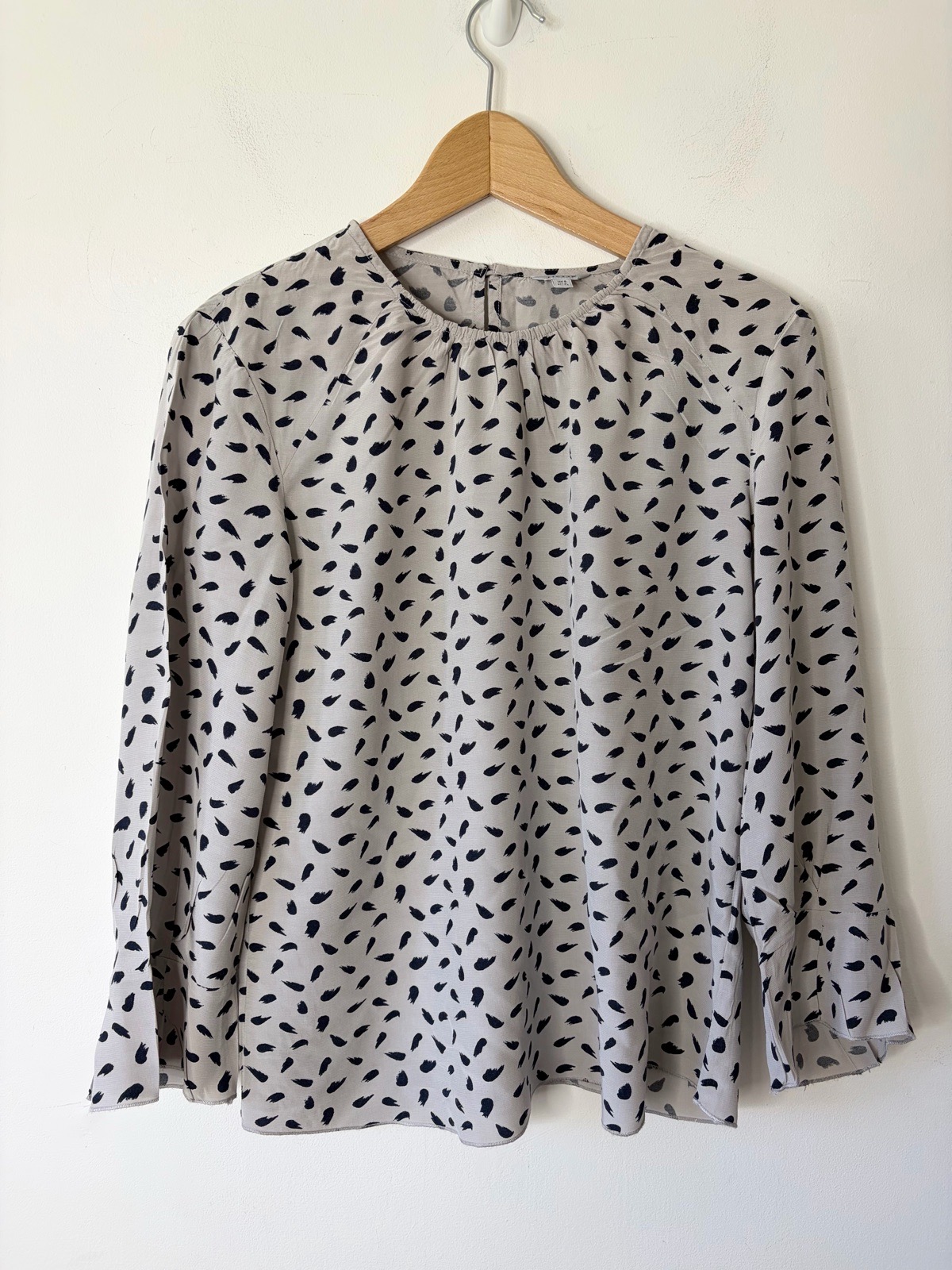 Jigsaw Smart Causal Women’s Paint Splash Print Grey Long Top Blouse Size 8