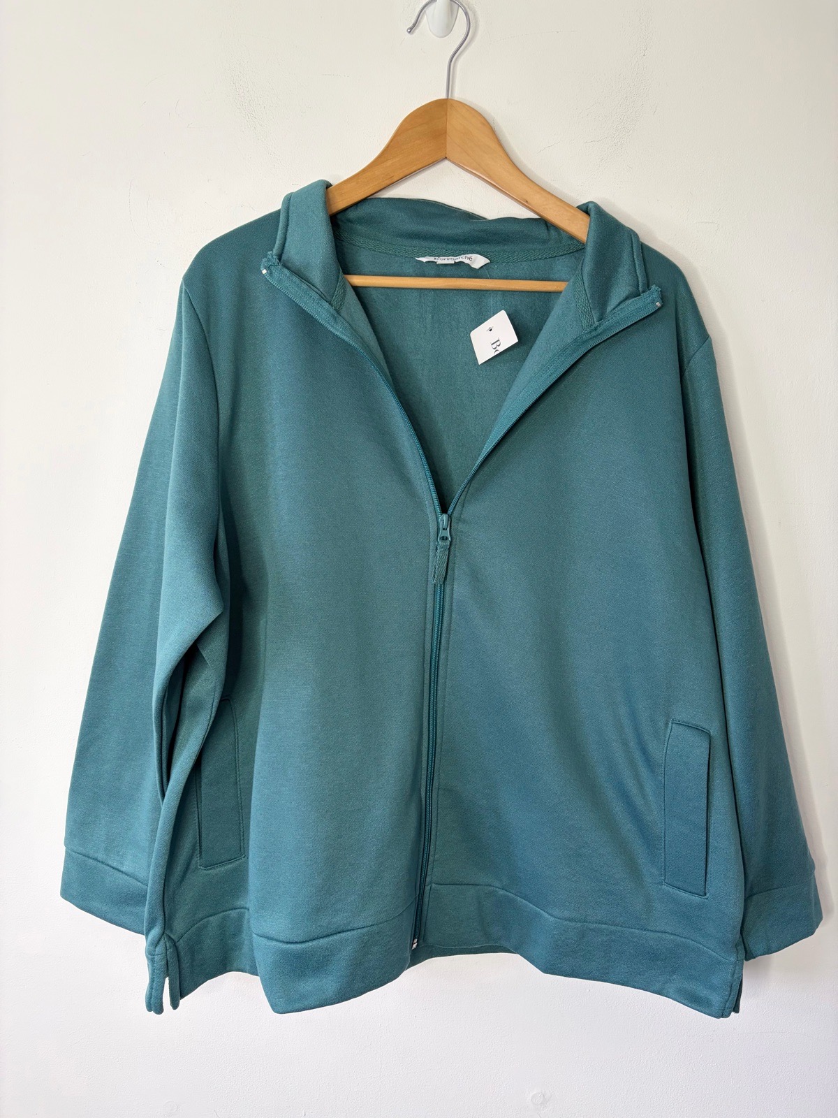 New Bonmarche Women’s Teal Plain Full Zip Funnel Neck Sweatshirt Size 22