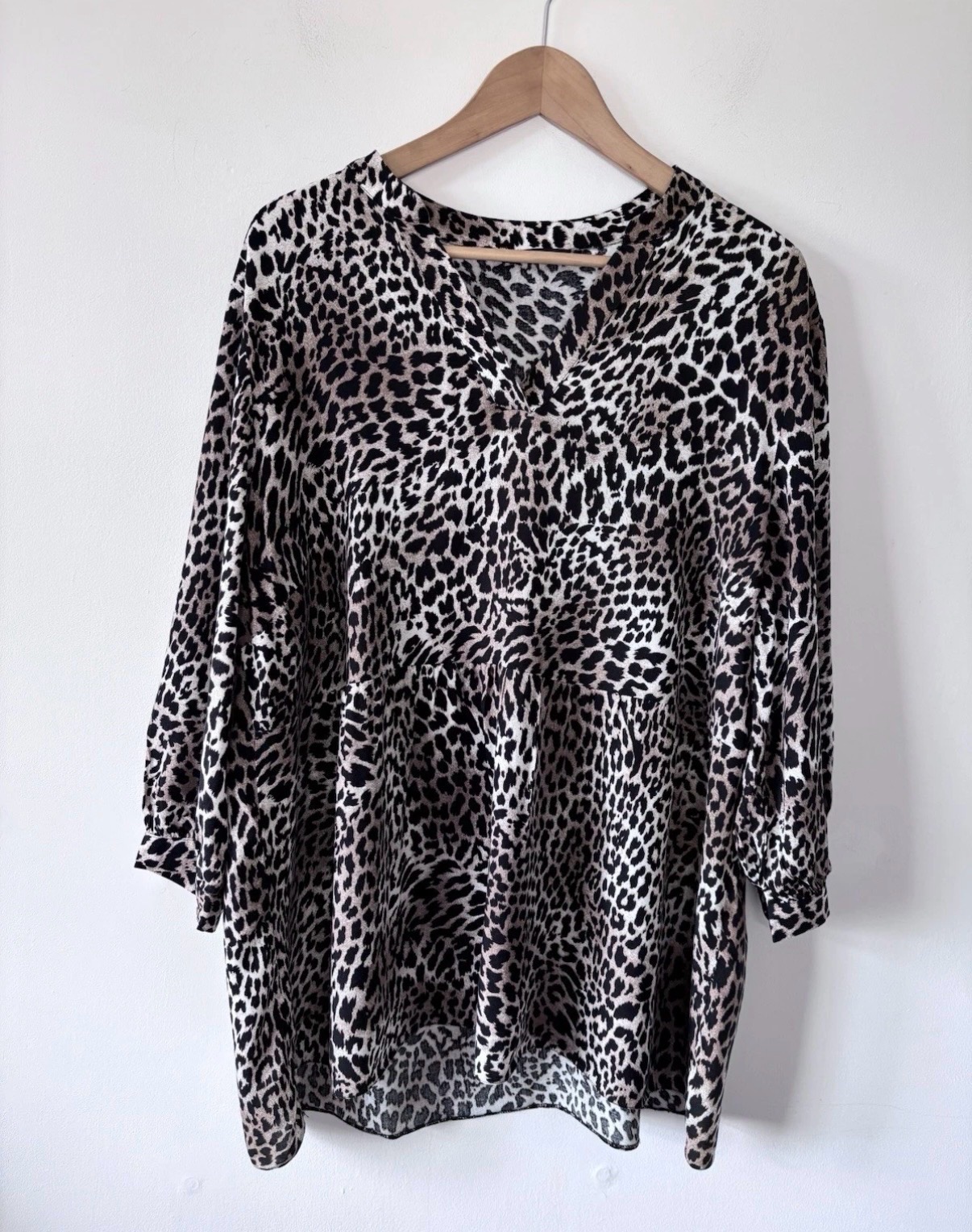 George Women’s Leopard Print 3/4 Sleeve Tunic Blouse Size 16
