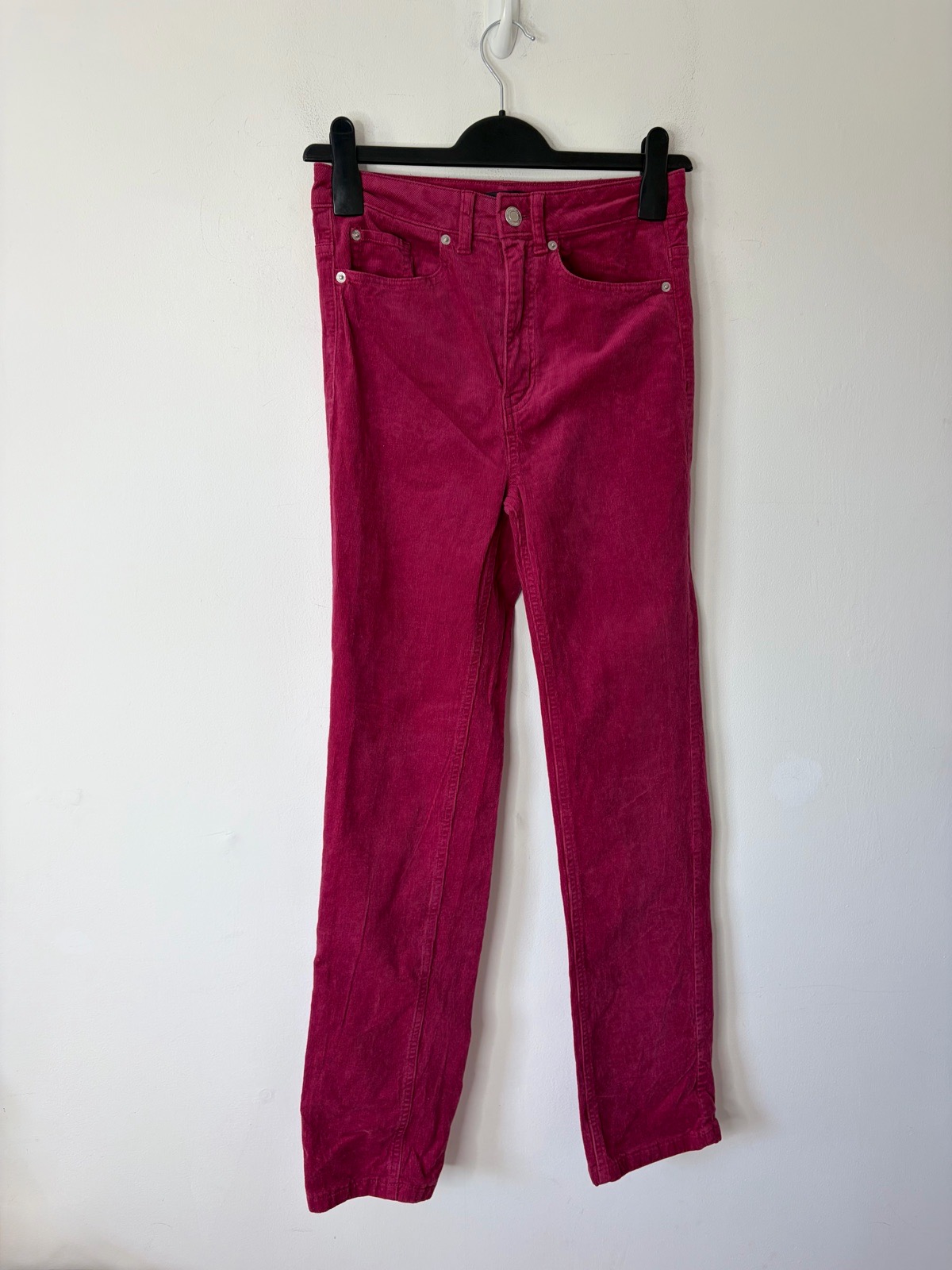 Marks And Spencer Women’s Red Cord Corduroy Slim Trousers Size 8 Short