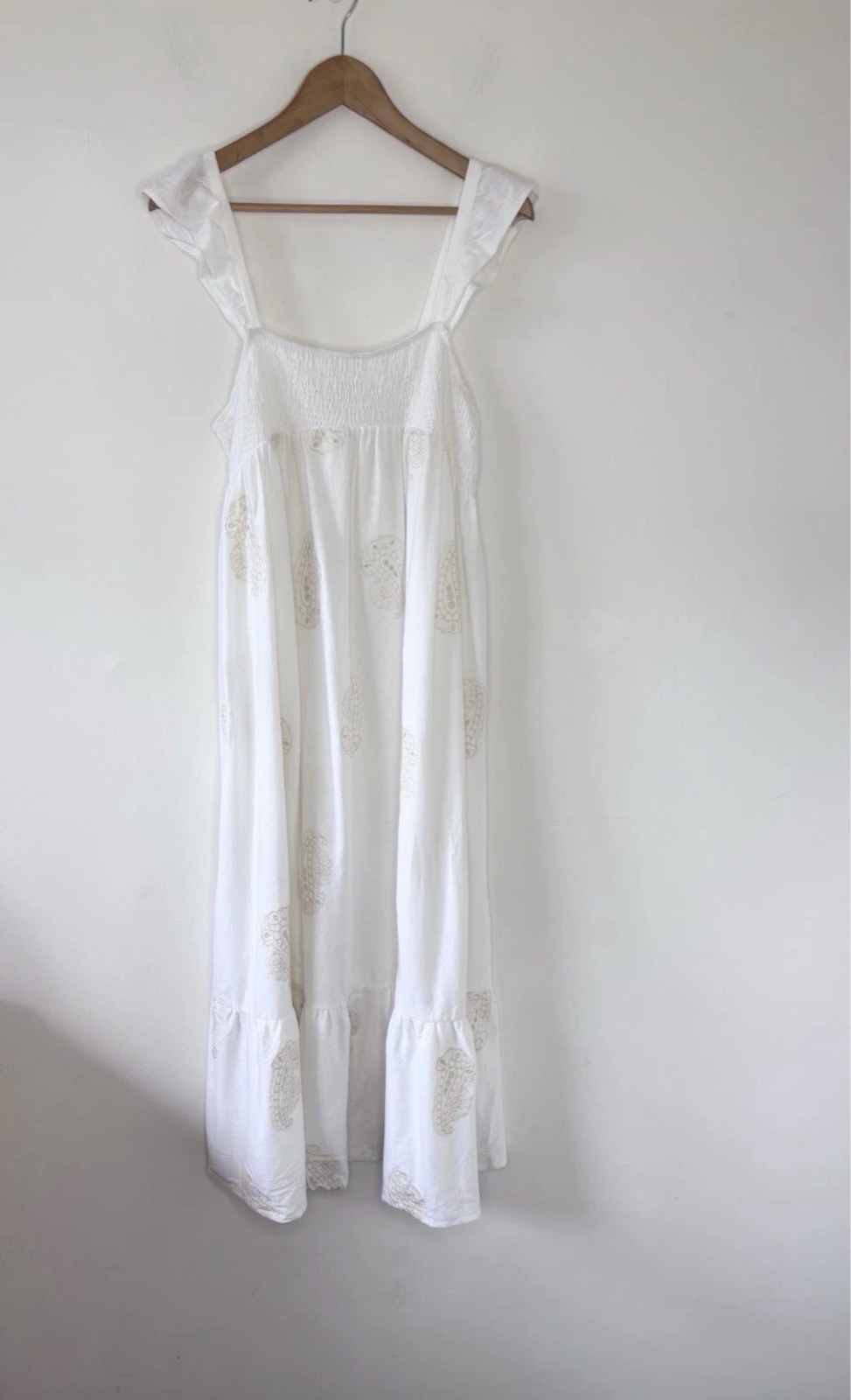 Next Women’s White Embroidery Detail Jersey Midi A-Line Holiday Dress Size 16