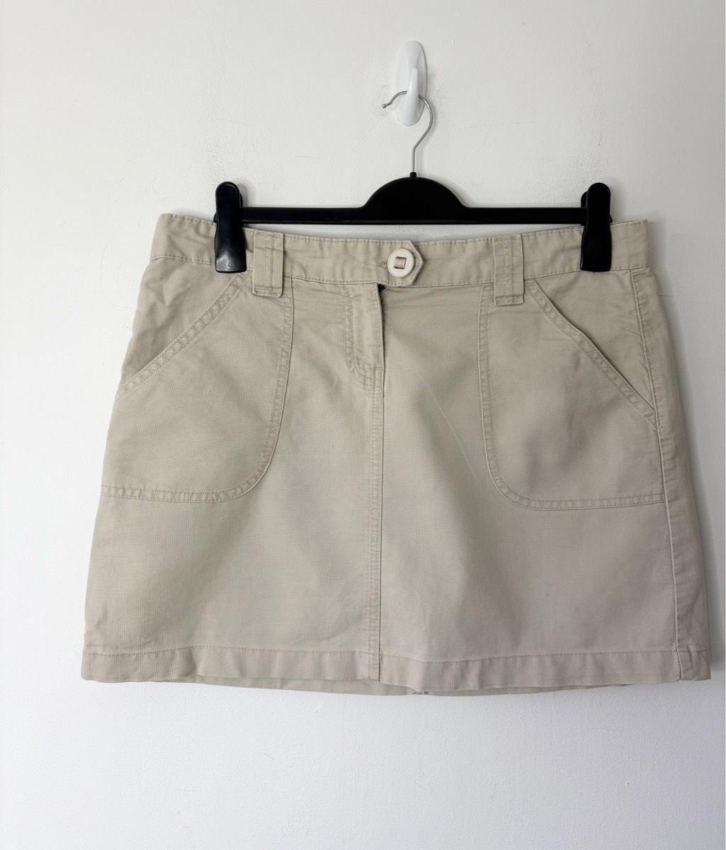 Y2K 2000’s New Look Women’s Beige Cotton Summer Chino Skirt Size 12