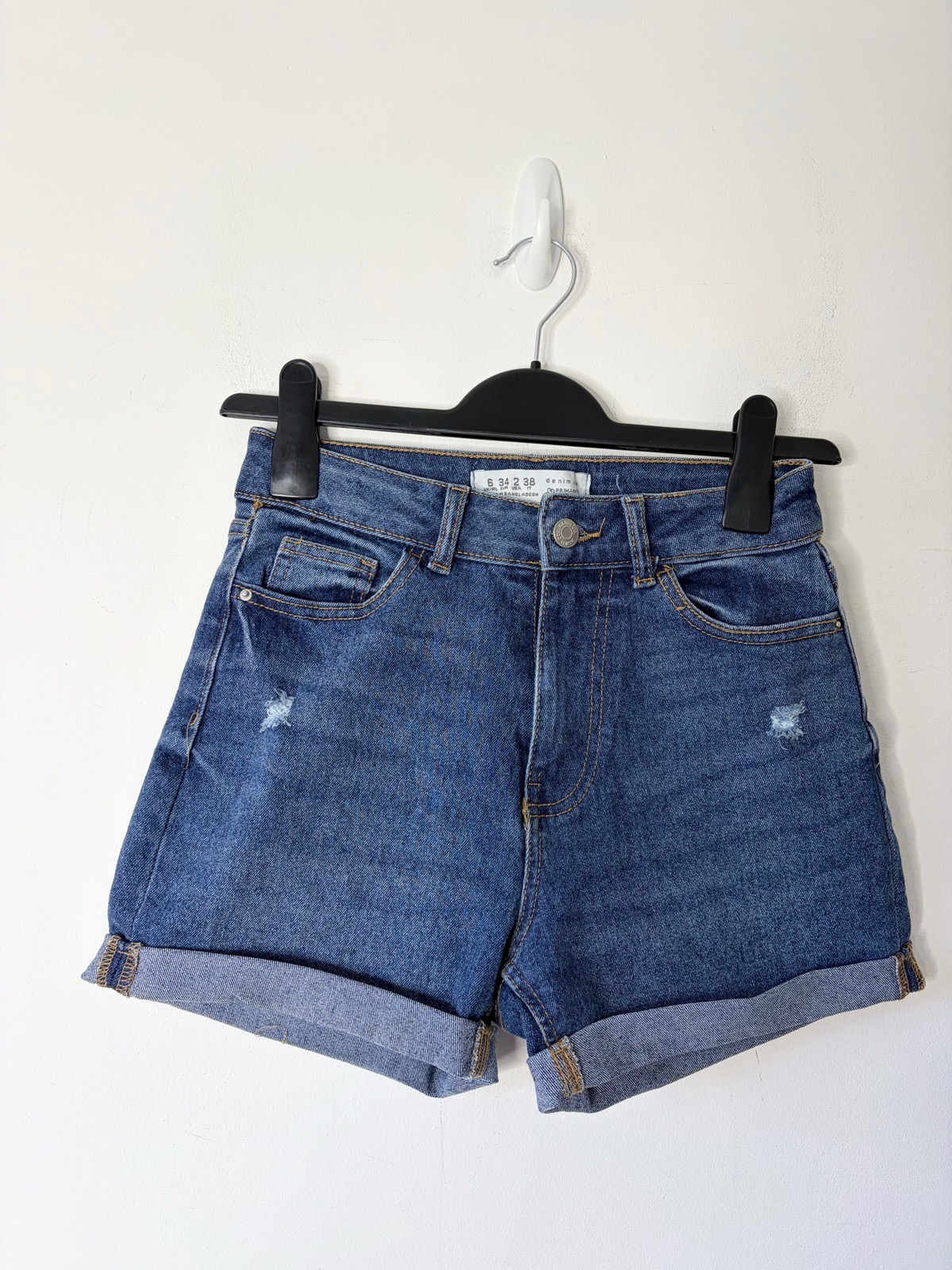 New Primark Denim High Waist Turn Up Shorts Size 6 Holiday Summer