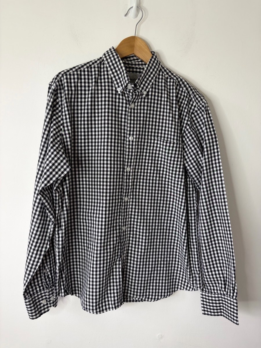 Marks And Spencer Men’s Black And White Checked Pure Cotton Shirt Size Large
