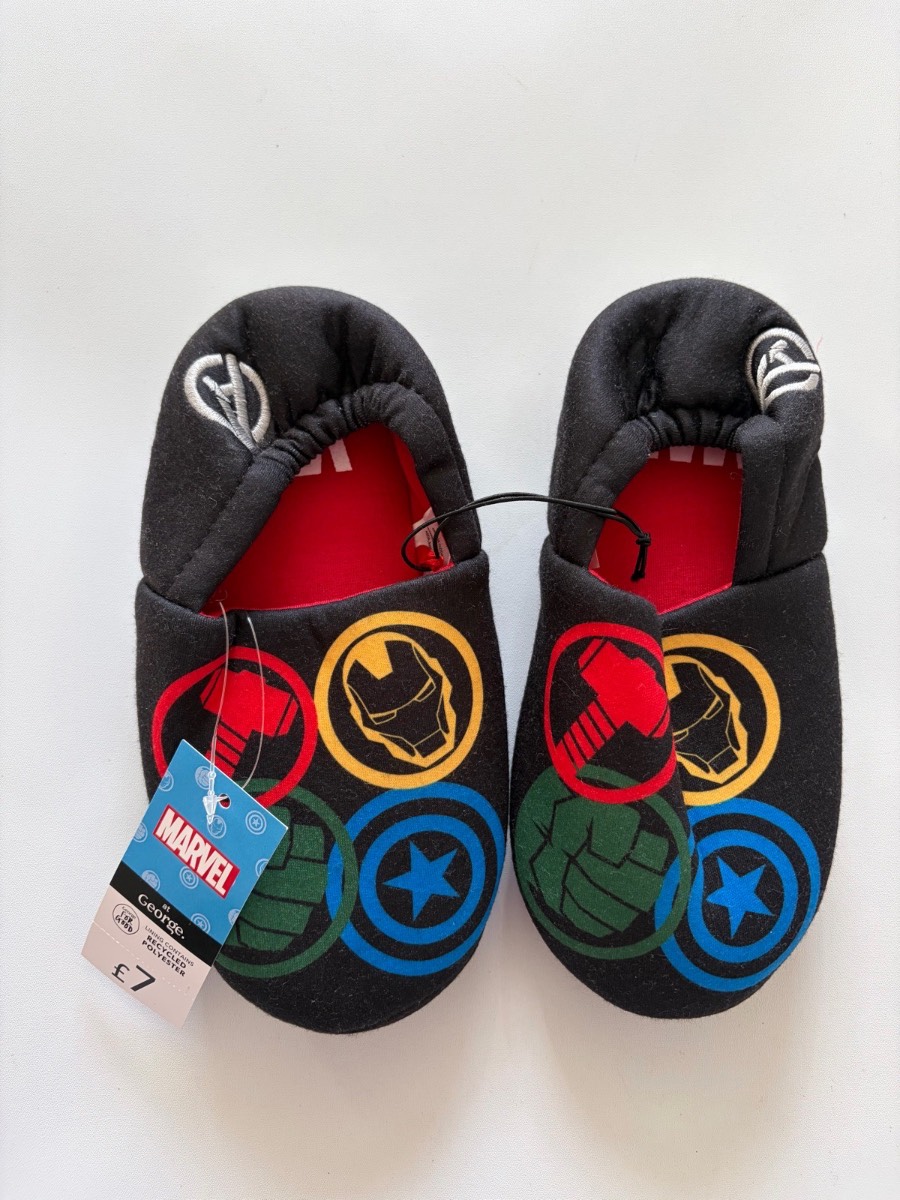 New George Marvel Boys Slippers Size 2 Junior Gift Present