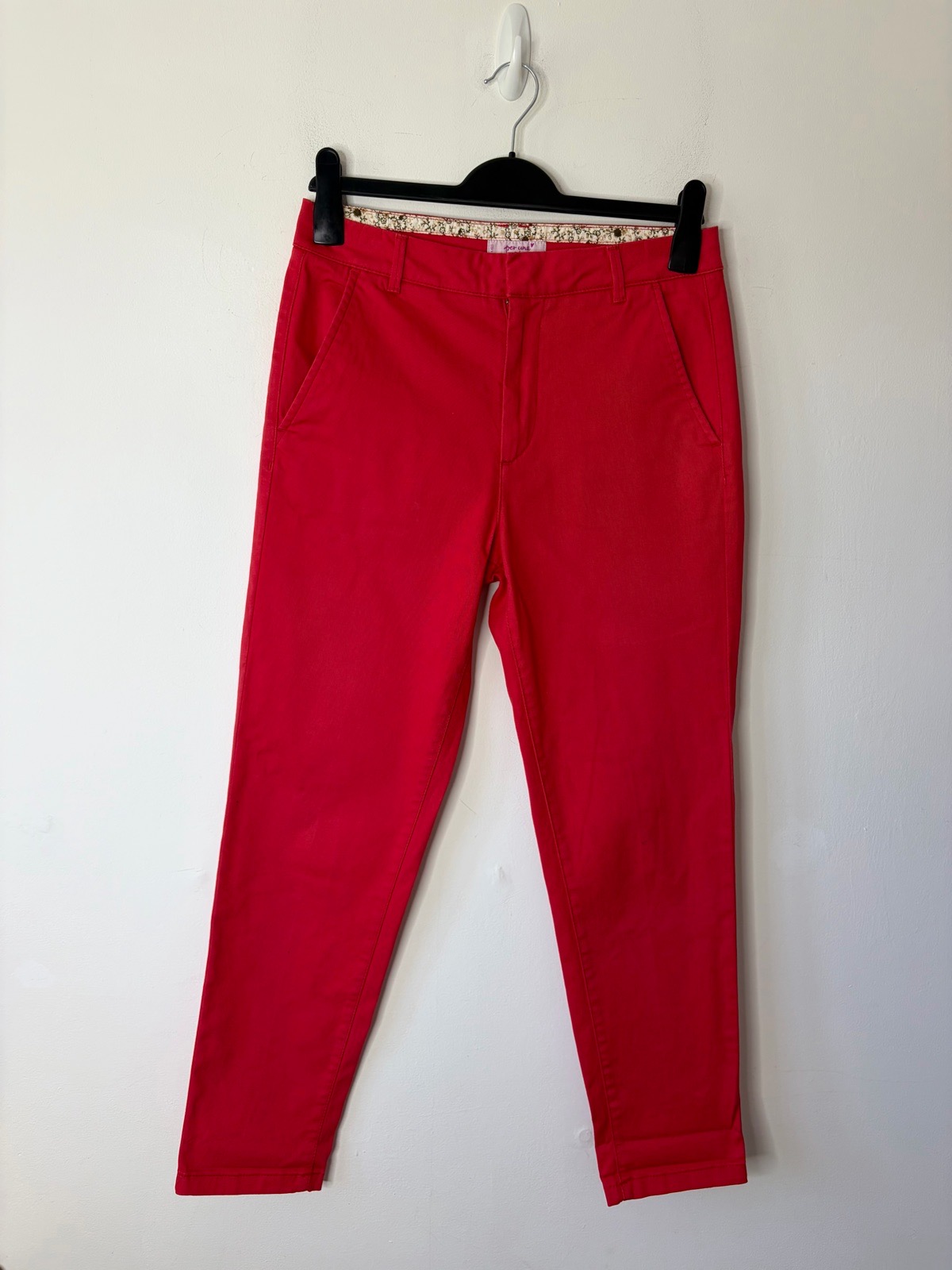 Per Una Women’s Red High Waist Cropped Chino Trousers Size 8 Short
