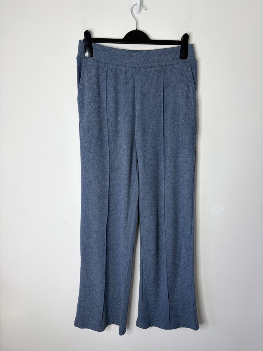 Peacocks Women’s Grey Blue Wide Leg Jogger Stretchy Trousers Size 14