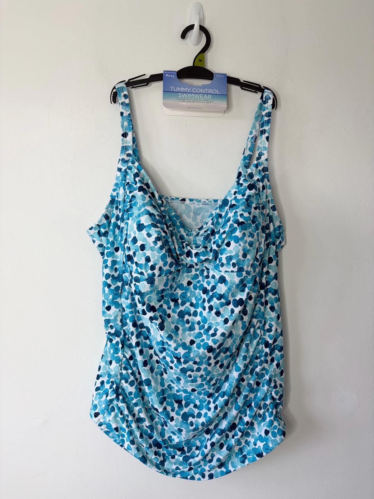 New Bonmarche Women’s Patterned Turquoise Tummy Control Tankini Top Size 28