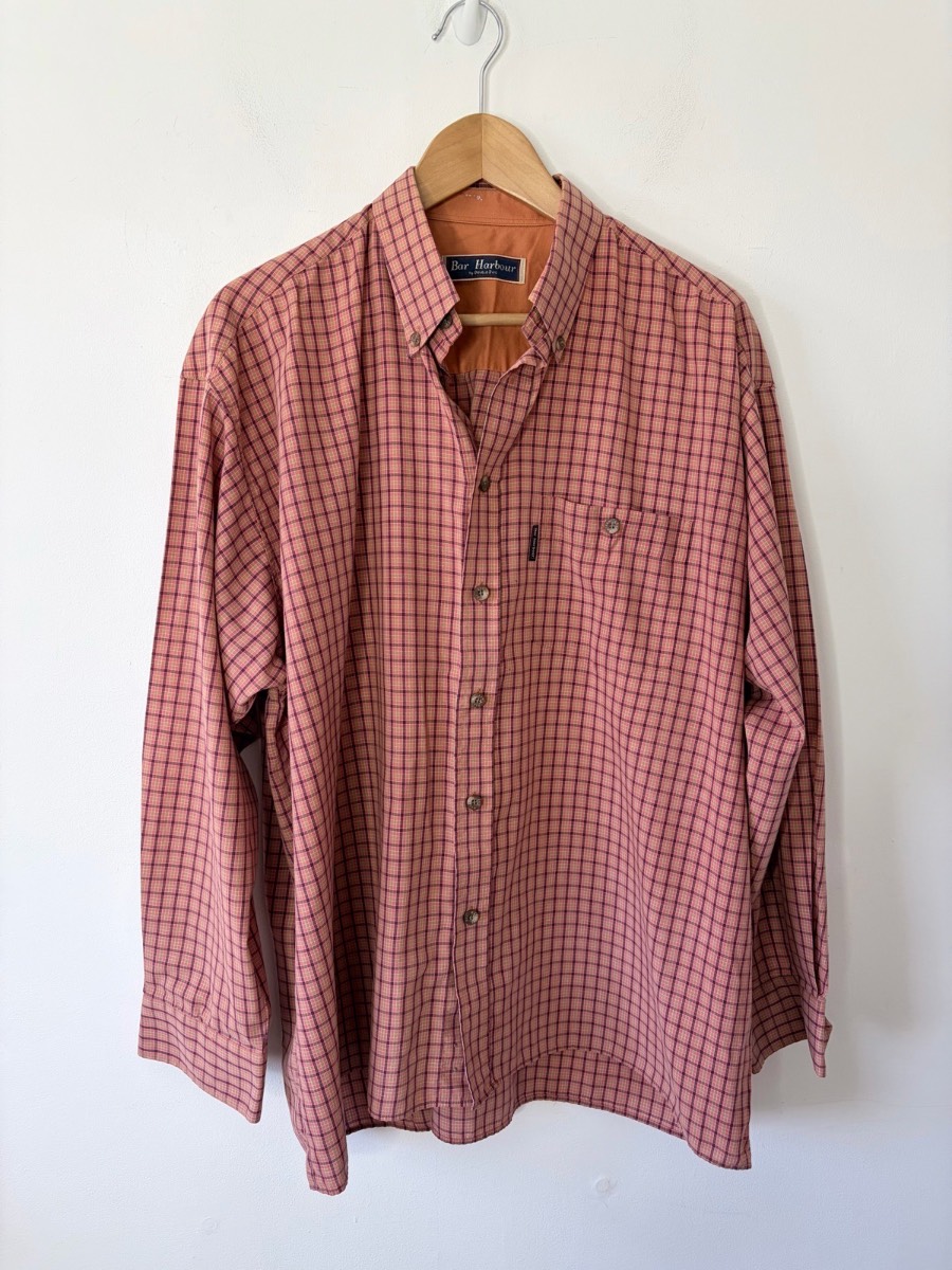 Bar Harbour Men’s Red Tan Plaid Long Sleeved Shirt Size XL