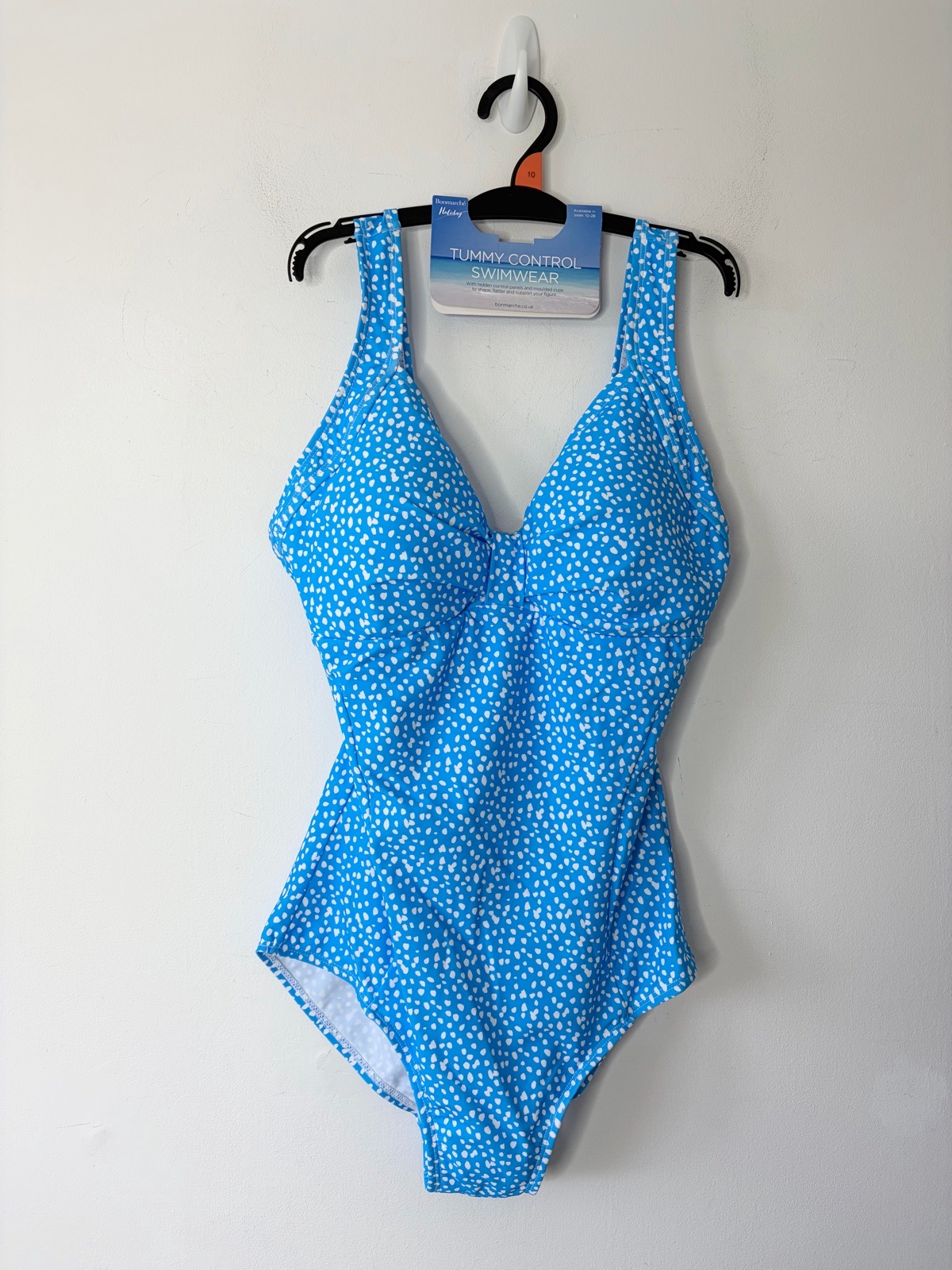 New Bonmarche Women’s Blue Tummy Control Patterned Swimming Costume Size 10