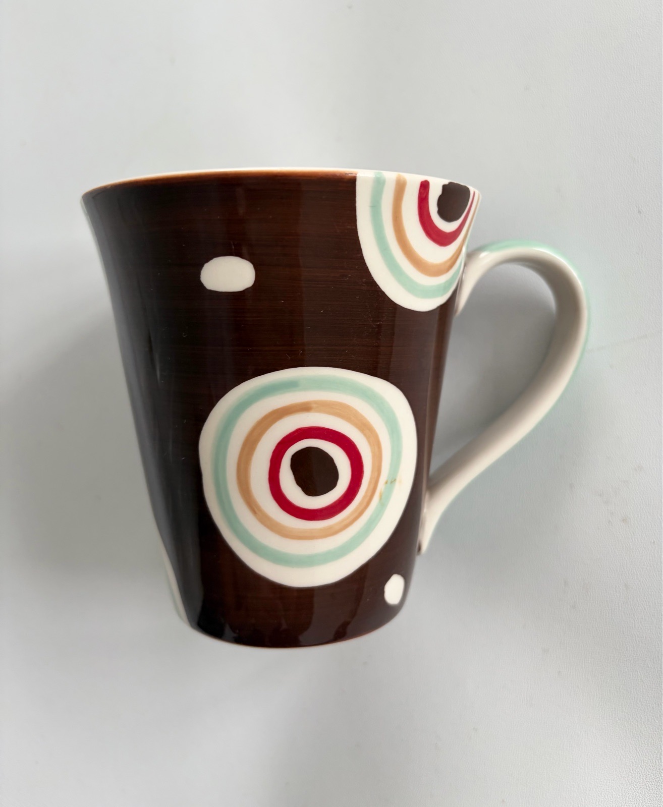 Whittard Of Chelsea Brown Colourful Hand Painted Swirl Cup Mug Coffee Tea