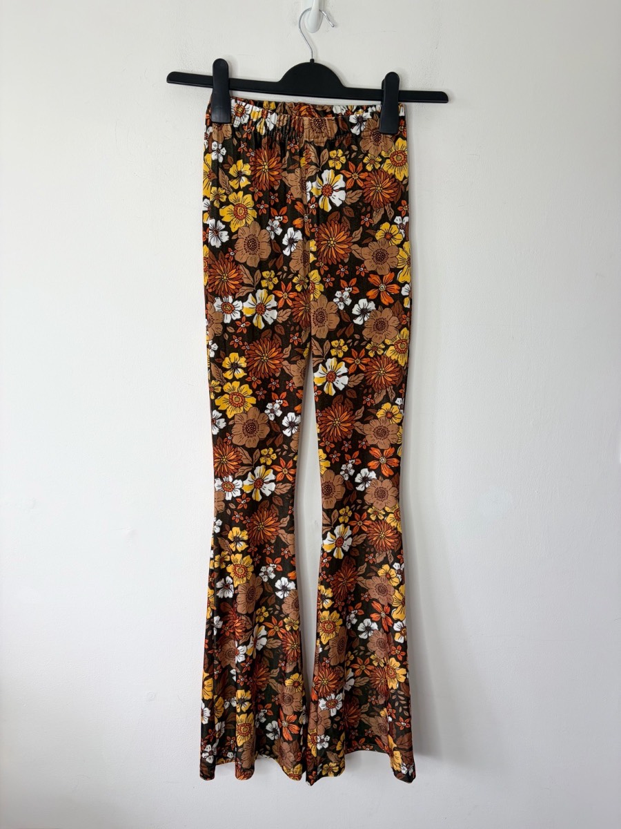Urban Outfitters Archive 70s Floral Velvet Flared Boho Bohemian Festival Trousers Size XS