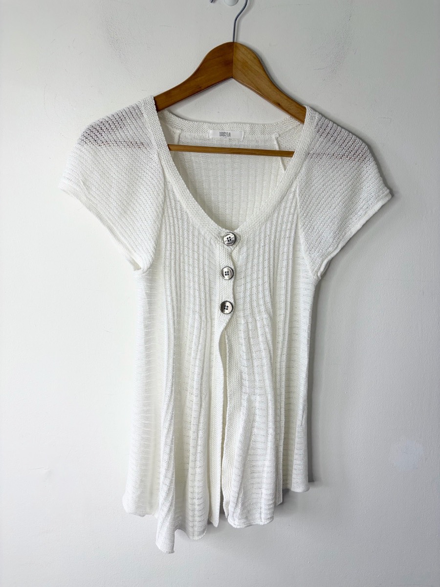 Marks & Spencer Women’s White Fine Knit Short Sleeved Summer Cardigan Size Small