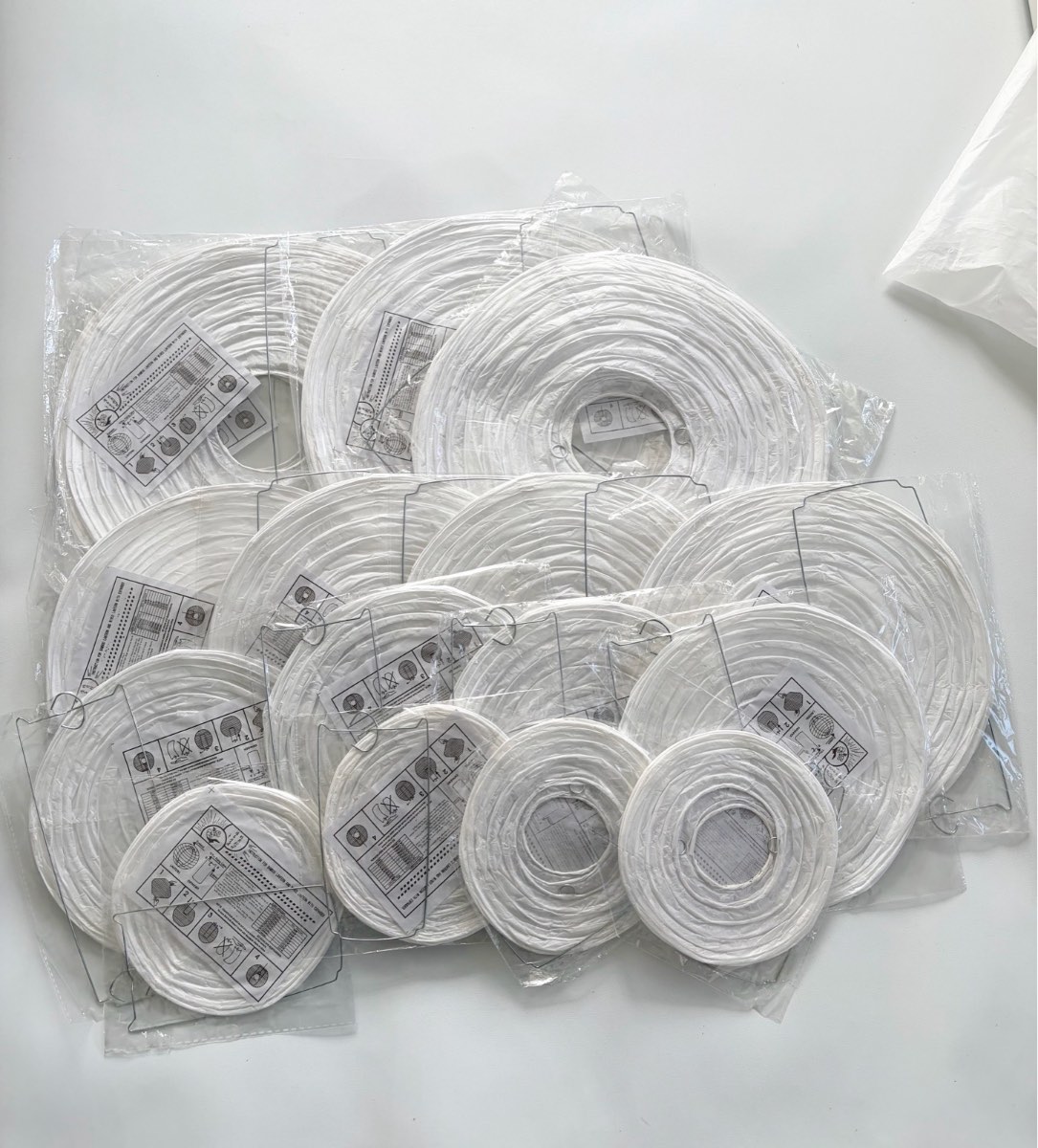 Newthinking 15 Paper Lanterns Decorations Hanging White 6" 8" 10" 12" Sizes