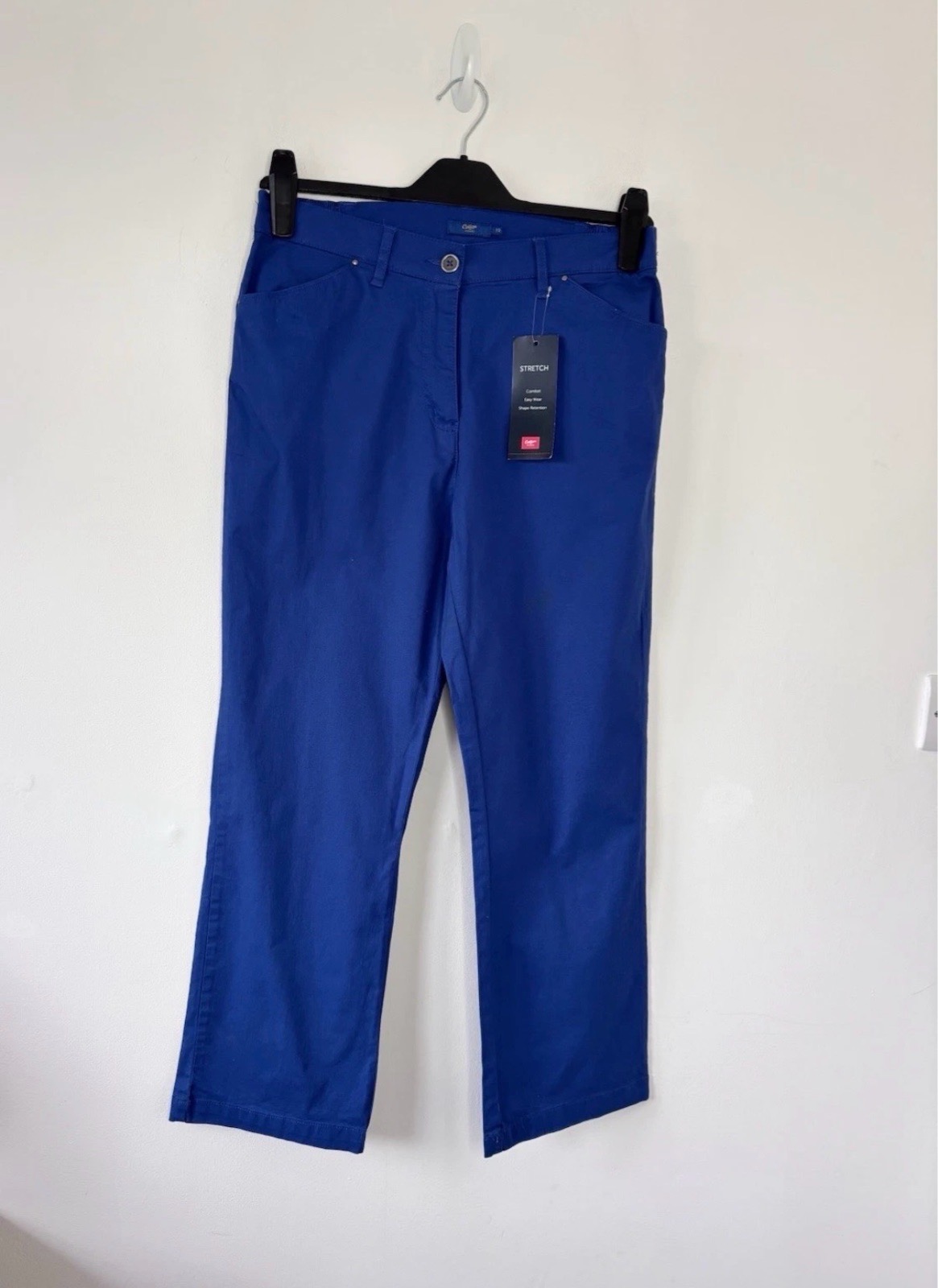 New Cotton Traders Women’s Vibrant Blue Marine Straight Chino Trousers Size 12