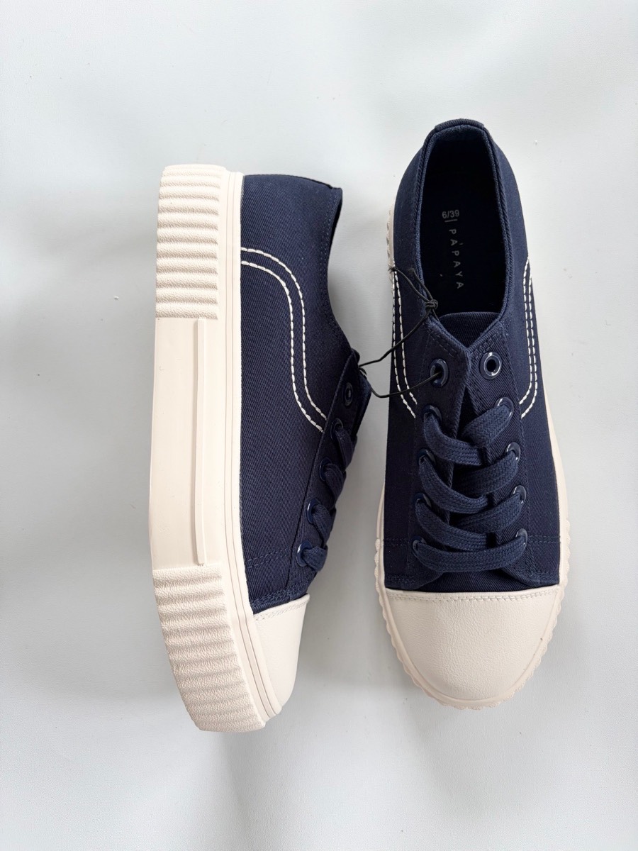 New Papaya Women’s Navy Blue Chunky Platform Trainers Size 6