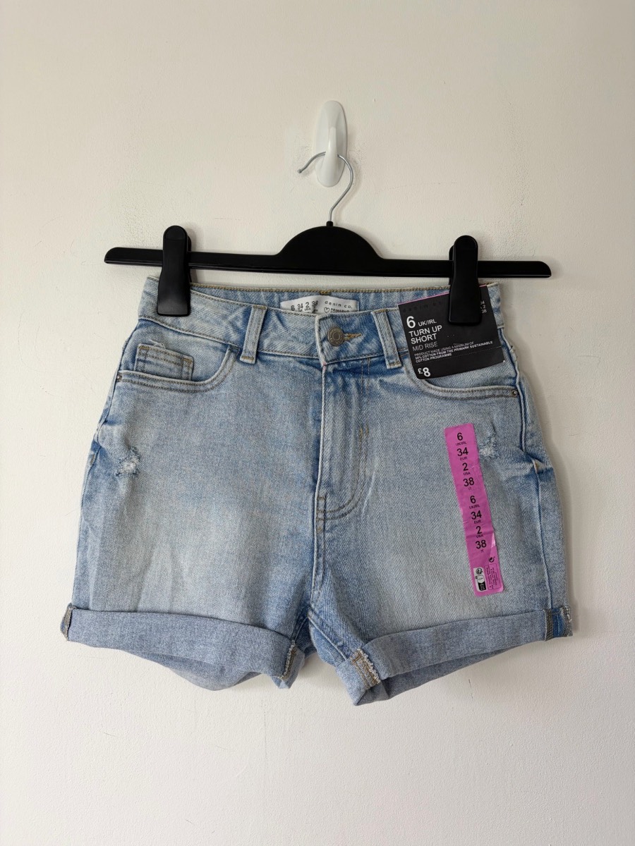 New Primark Women’s Girls Turn Up Mid Rise Summer Denim Shorts Size 6