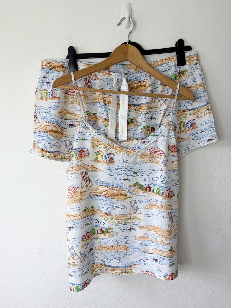 Primark Women’s Nostalgic Seaside Print 2 Piece PJ Pyjama Set Size 18-20