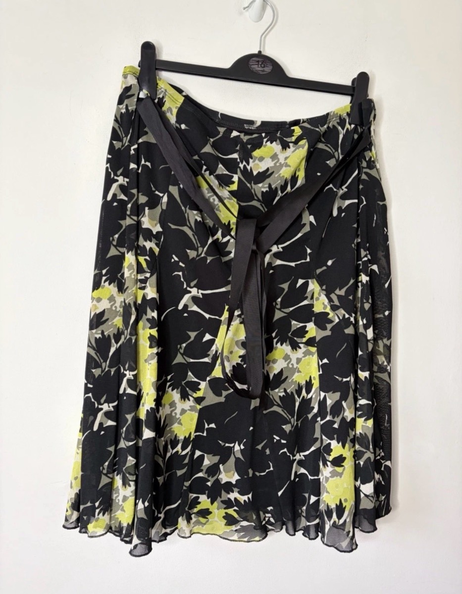 Marks & Spencer Women’s Black Flower Print Midi Lined Pretty Skirt Size 18