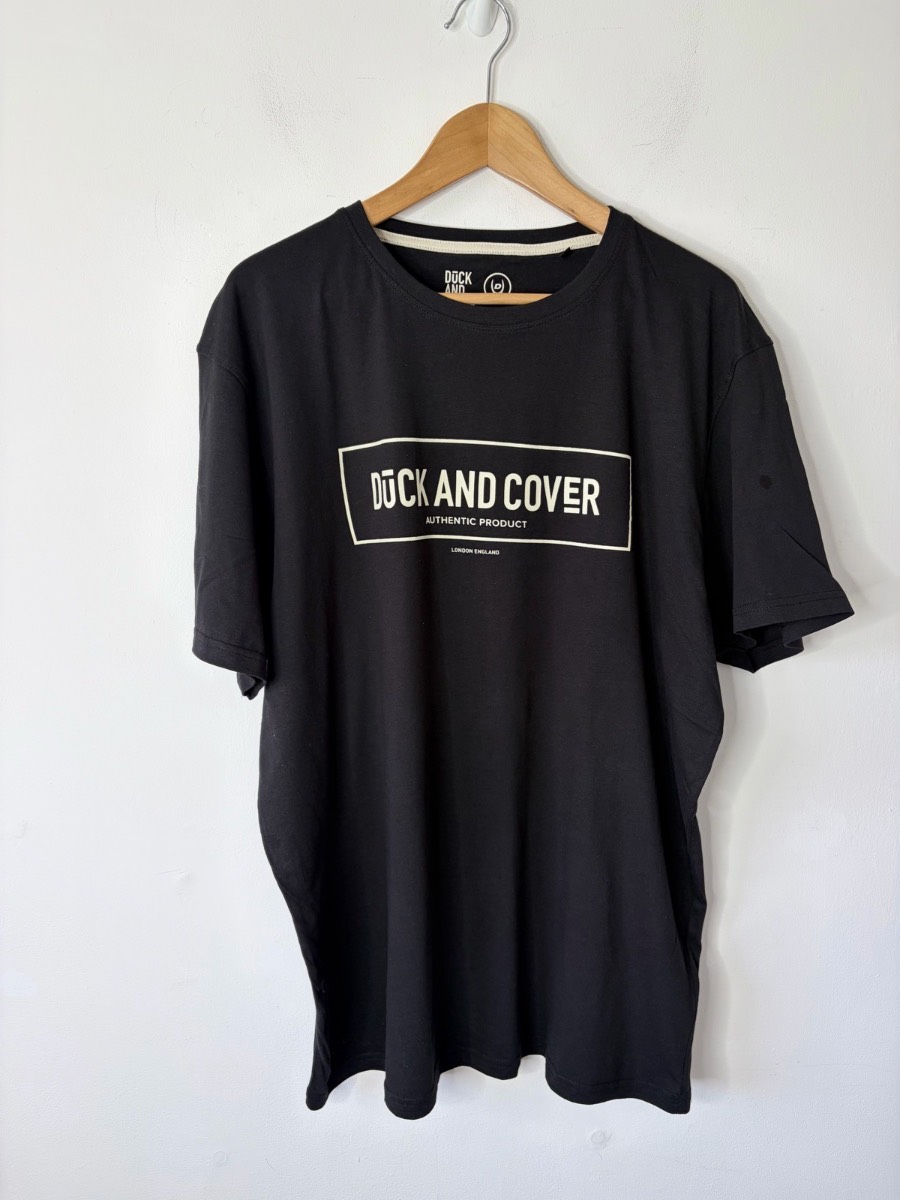 Duck & Cover Men’s Black Graphic Print Cotton T-Shirt Size XXL