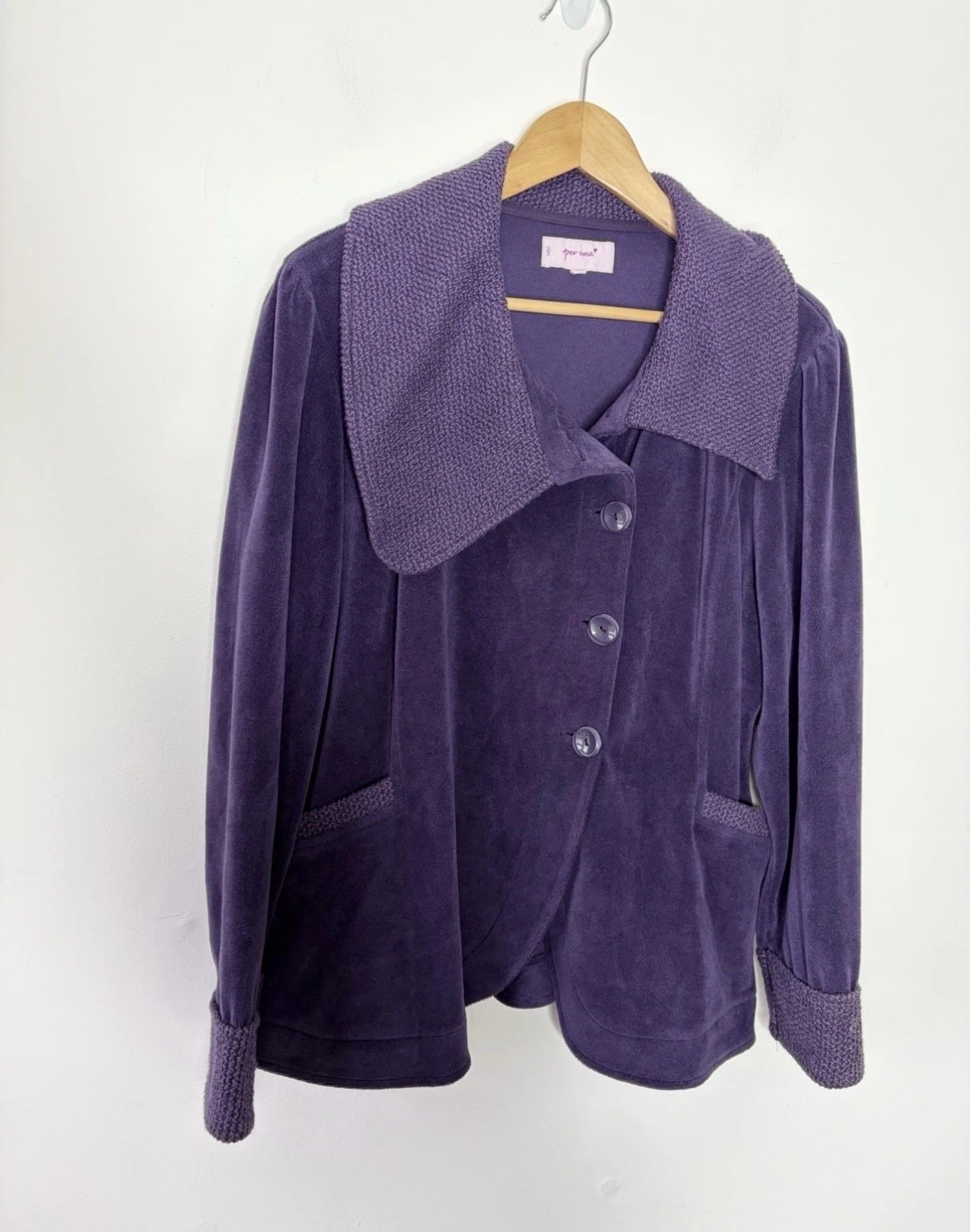 Retro-Chic Per Una Women’s Purple Crochet Detail Fleece Jacket Size XL