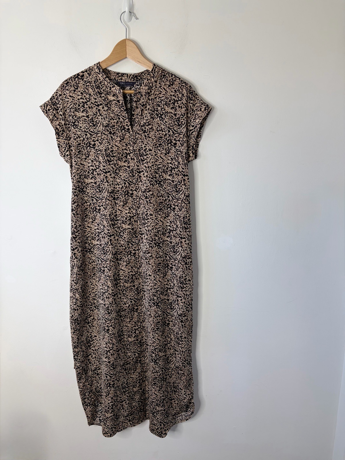 Marks And Spencer Women’s Animal Print V-Neck Straight Midi Dress Size 10