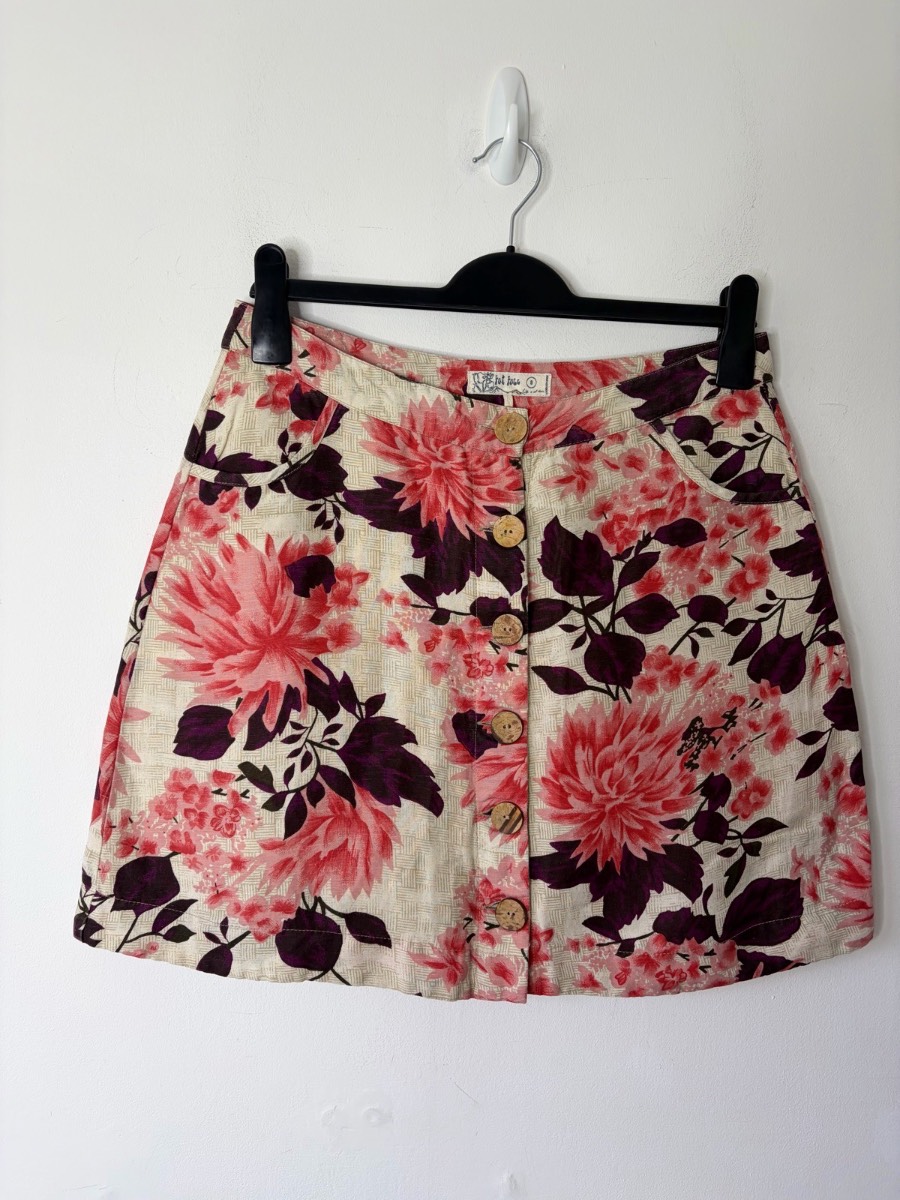 Fat Face Women’s Floral Print Linen Mix Summer Skirt Size 8