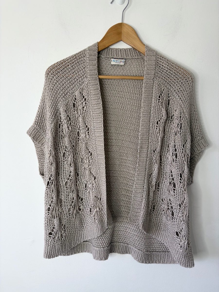 Indigo M&S Women’s Mink Crochet Open Front Cardigan Size 8
