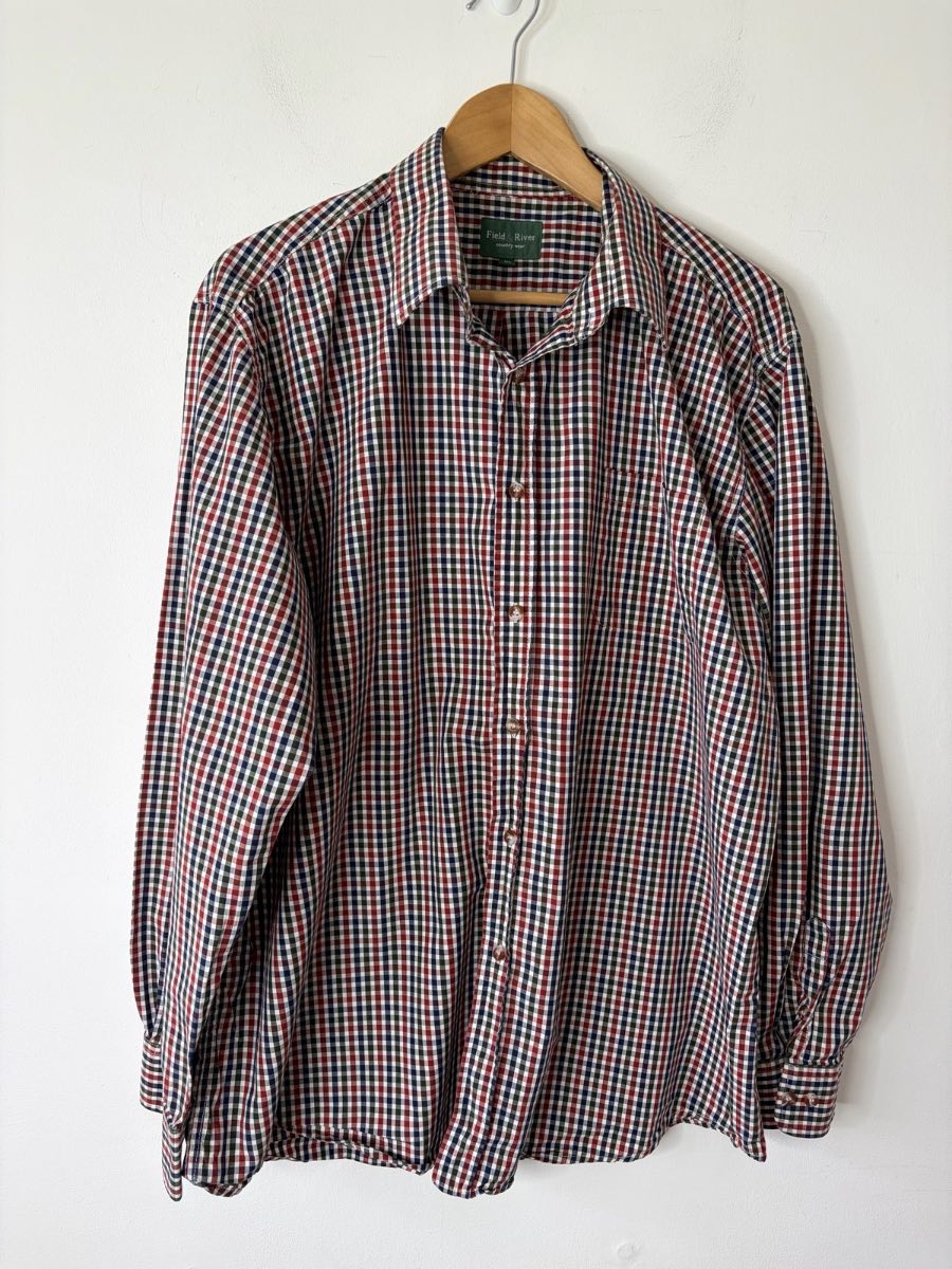 Vintage Field And River Men’s Multi Check Long Sleeved Cotton Shirt Size XL