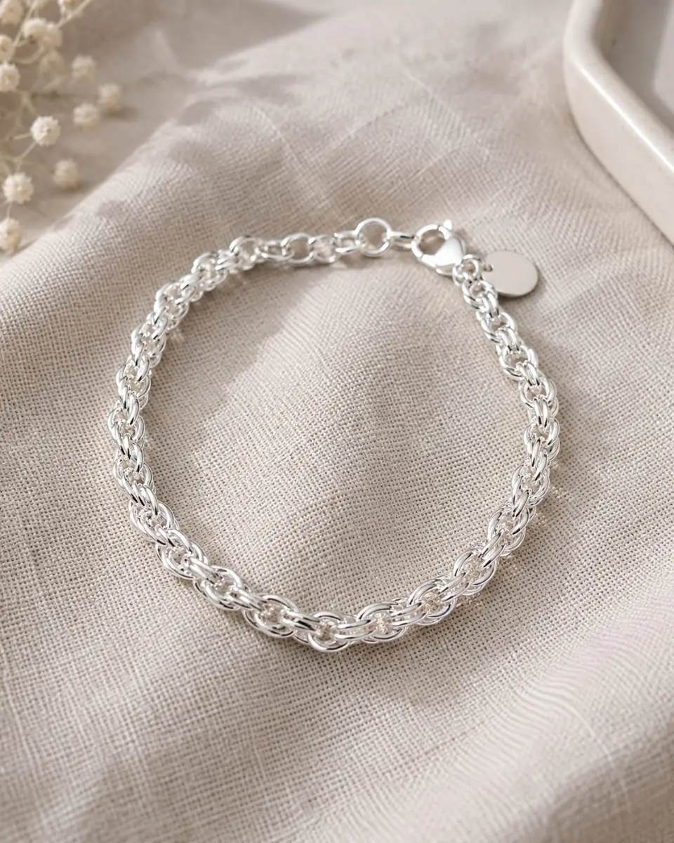 925 sterling silver twist chain bracelet brand new women's jewellery