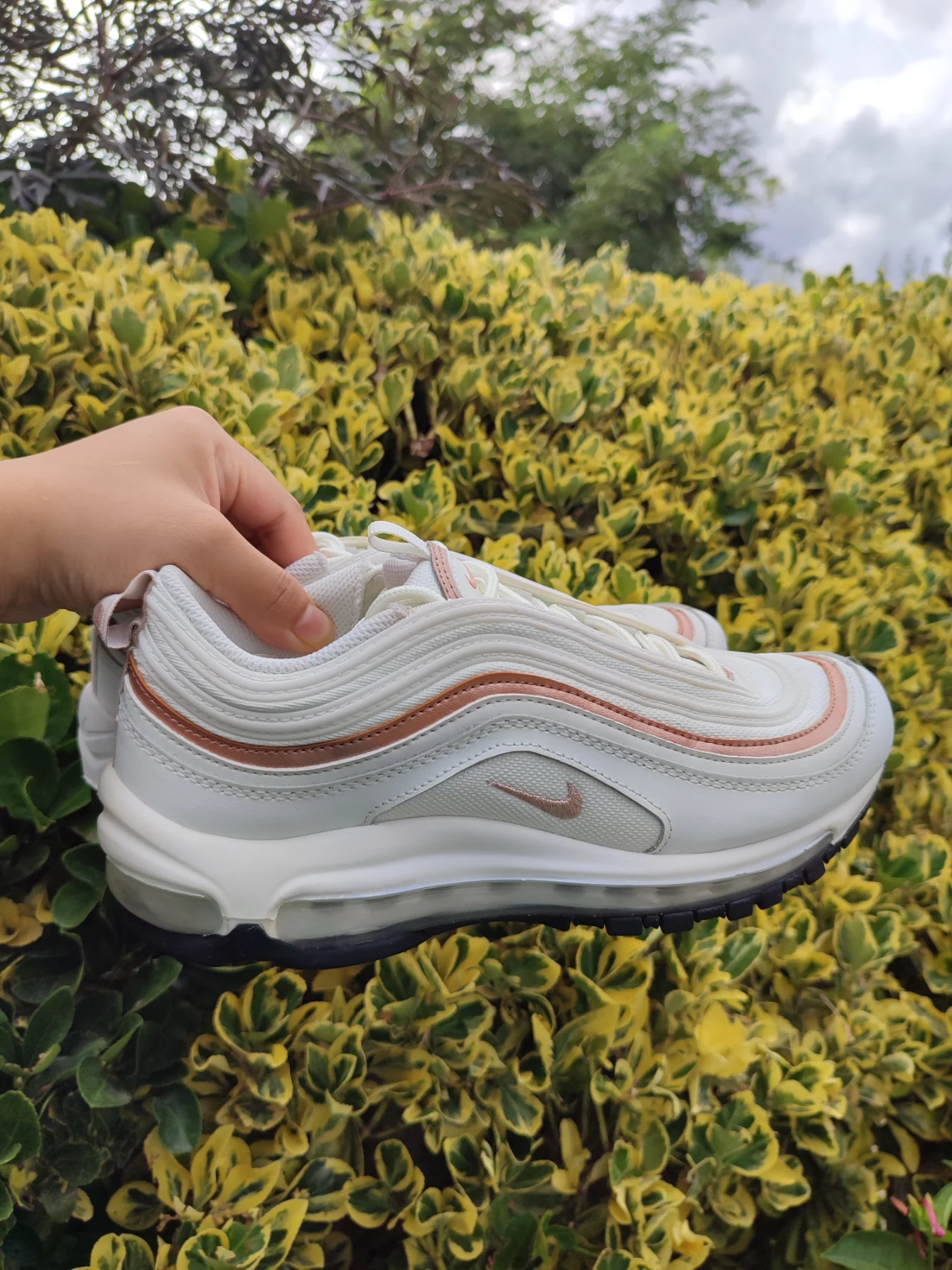 Nike Air Max 97 White Rose Gold Metallic Trainers UK 6 EUR 39