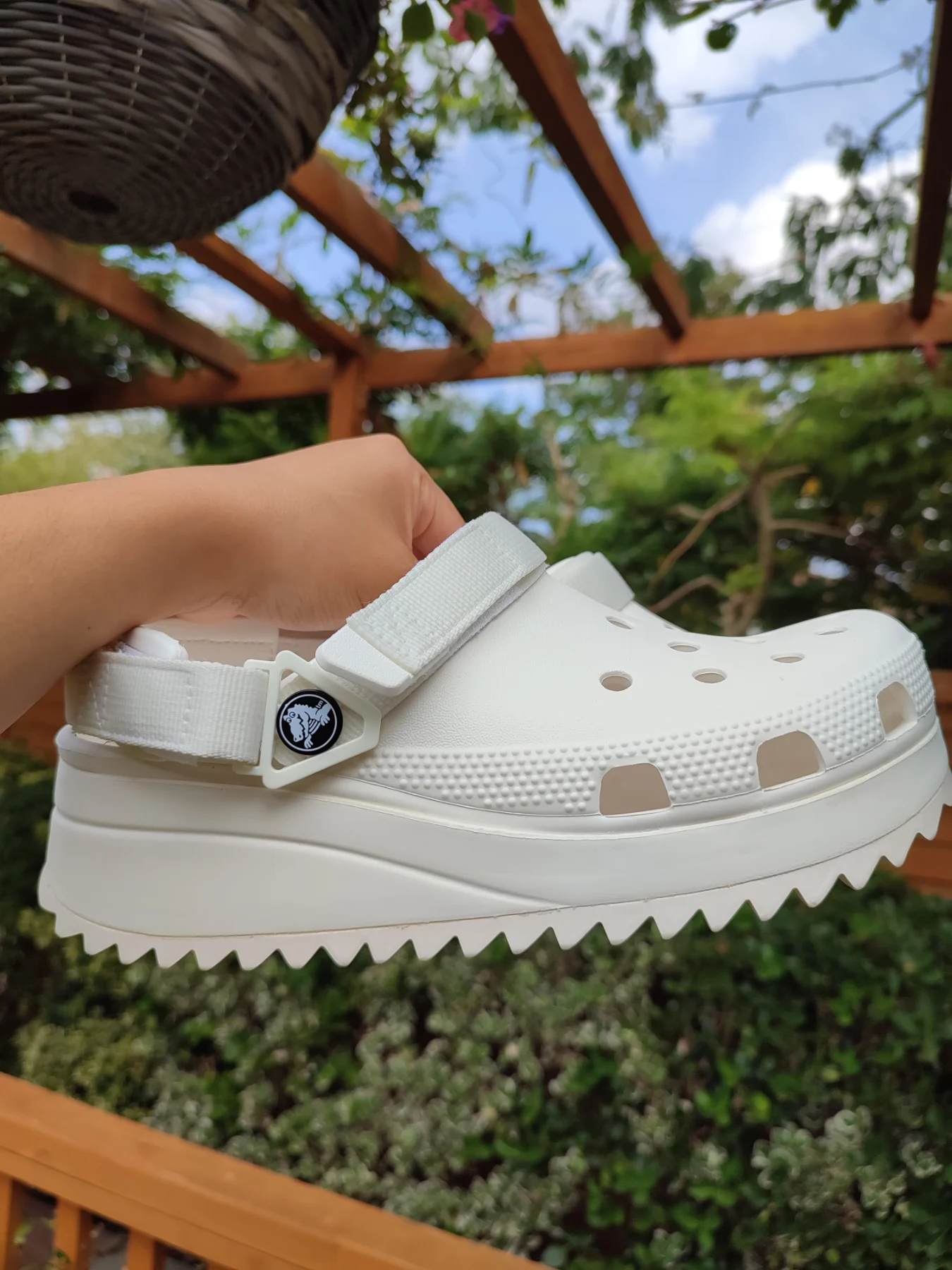 White Crocs Classic Hiker Clog Chunky Platform Sandals Size M6 W8 UK 6