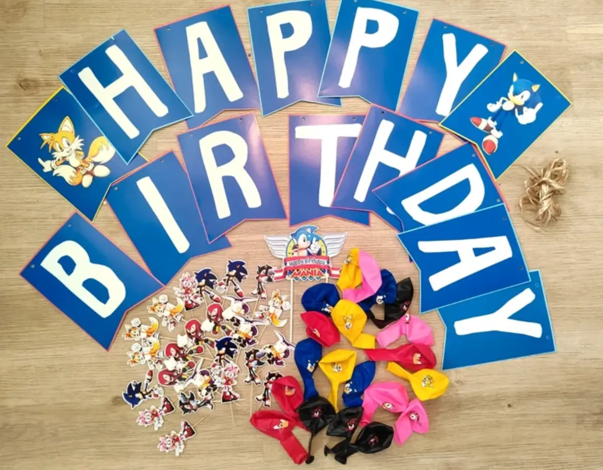 Sonic the hedgehog themed Birthday Party decoration pack