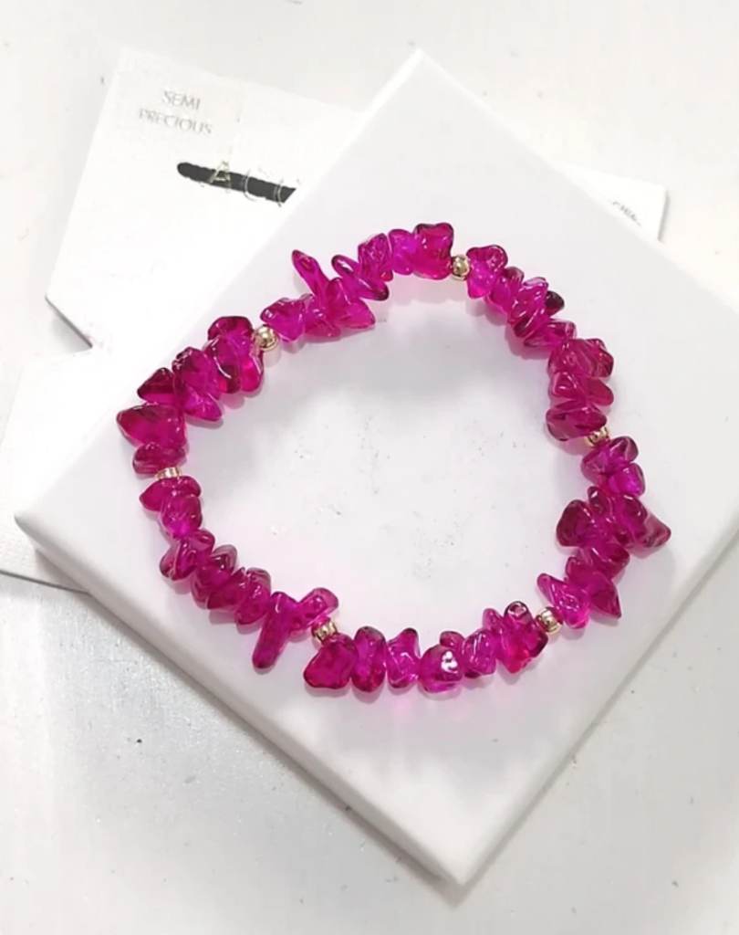 Accessorize Pink Gemstone Beaded Stretch Bracelet