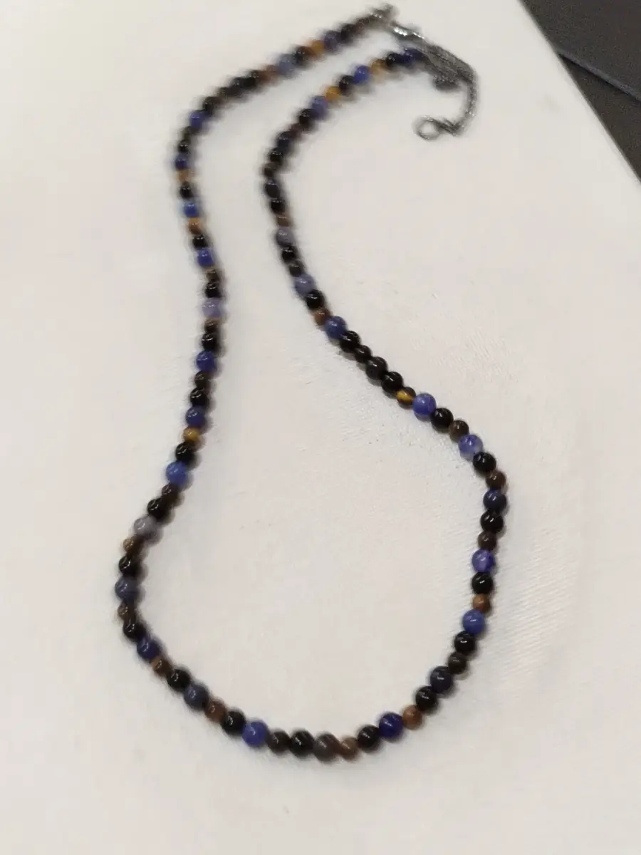 high street Beaded necklace, navy earth tone