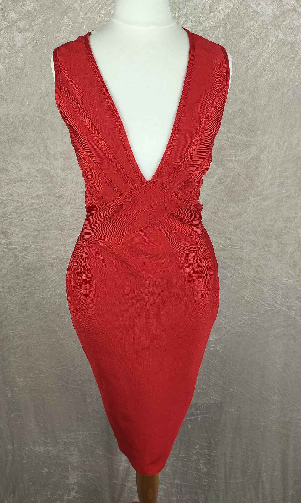 PINK BOUTIQUE Bodycon cross strap plunge neck Midi Dress UK size 10