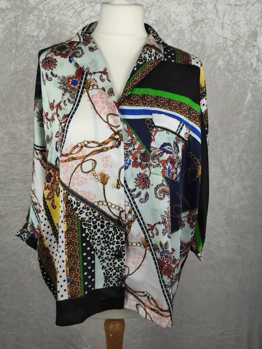 River Island Women's Multicoloured oversized Blouse shirt UK size 10