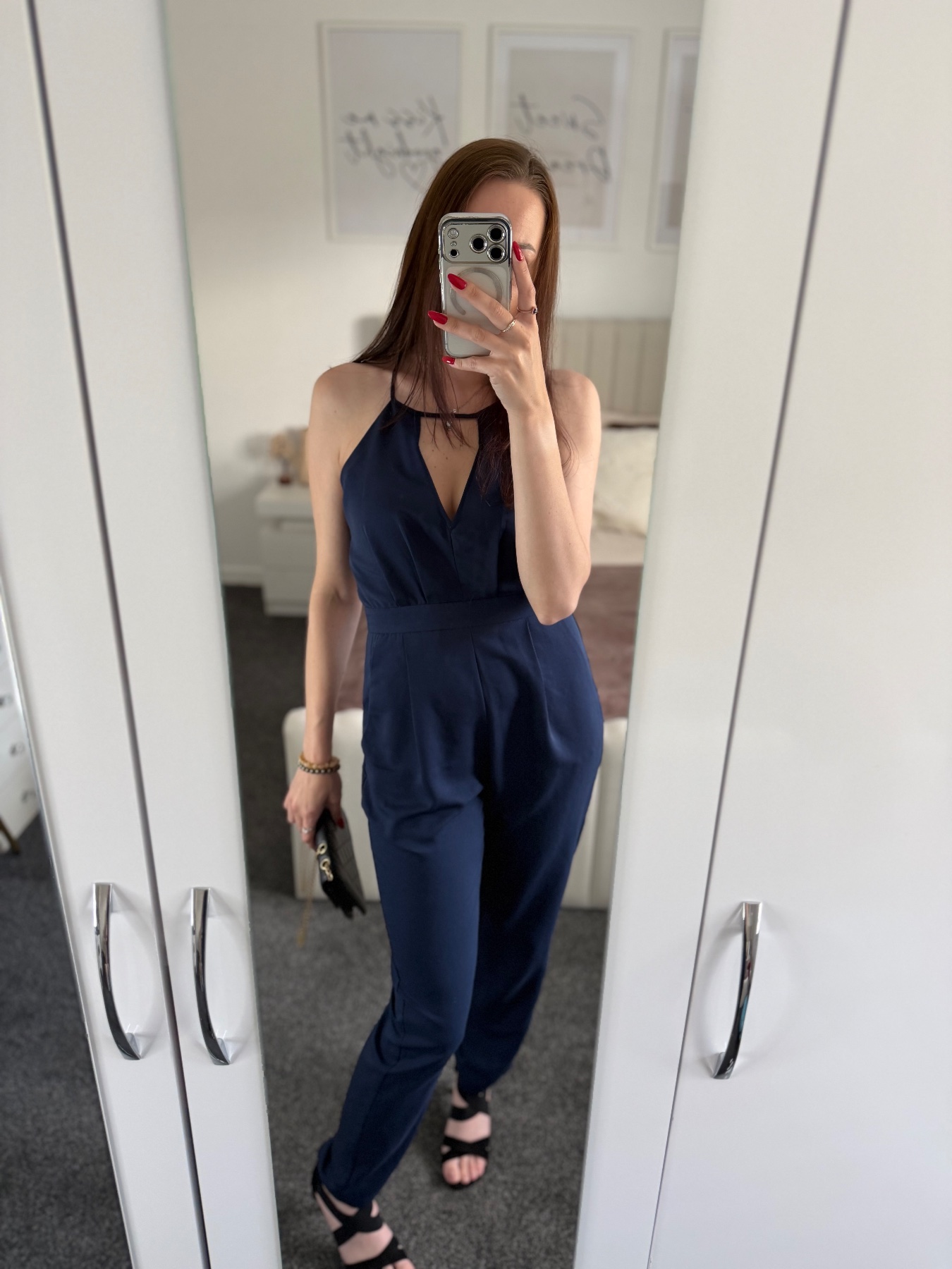 Pink Soda Navy Halter Neck Jumpsuit UK10