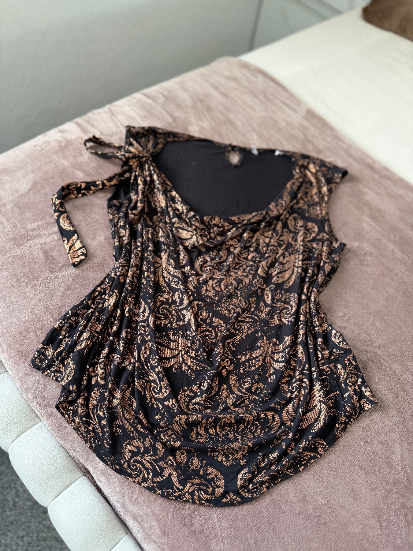 New look maternity black gold blouse UK14