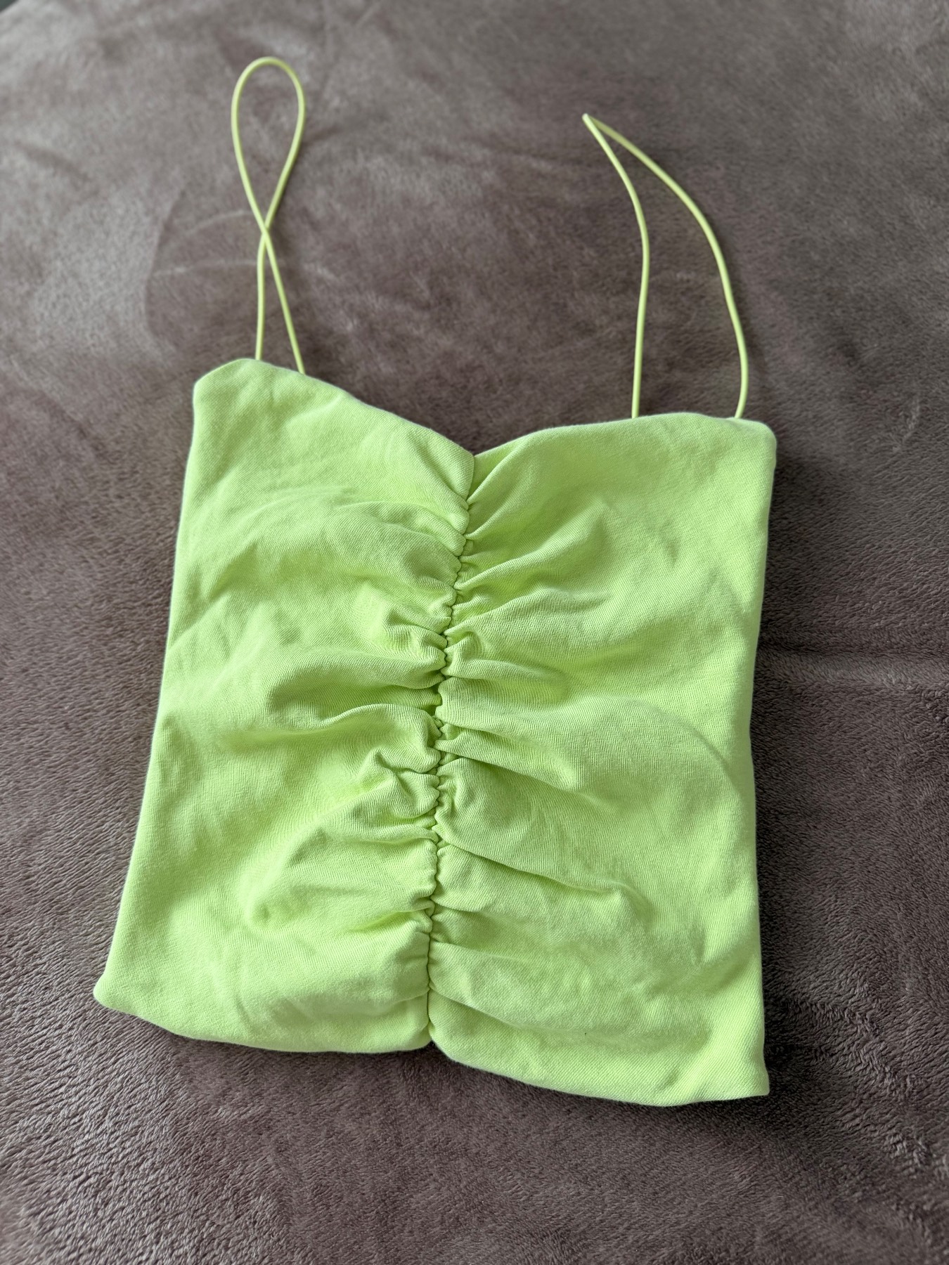 Zara green ruched crop top S