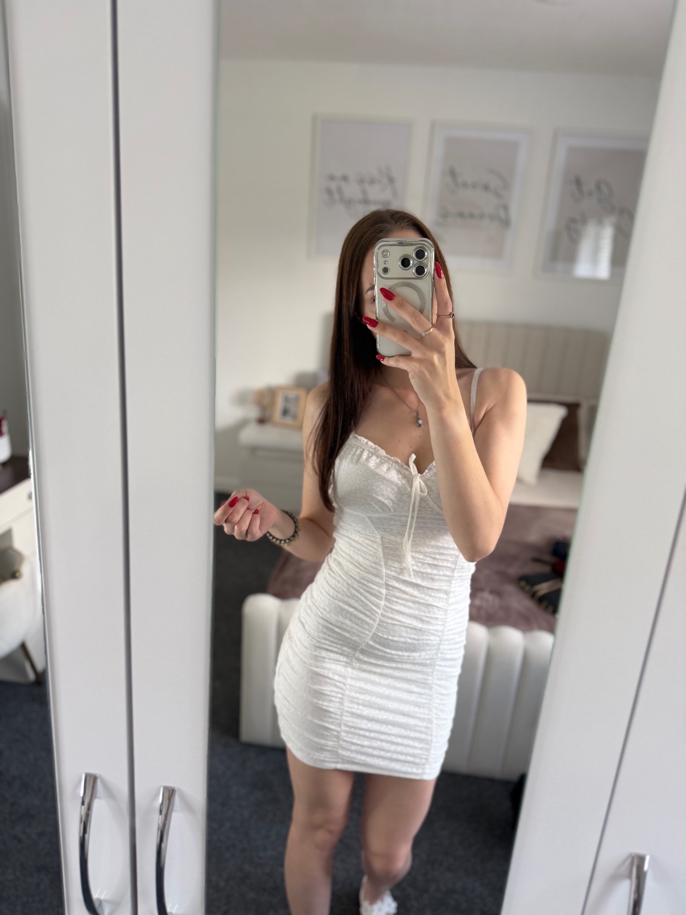 H&M Off White stretchy mini dress Small