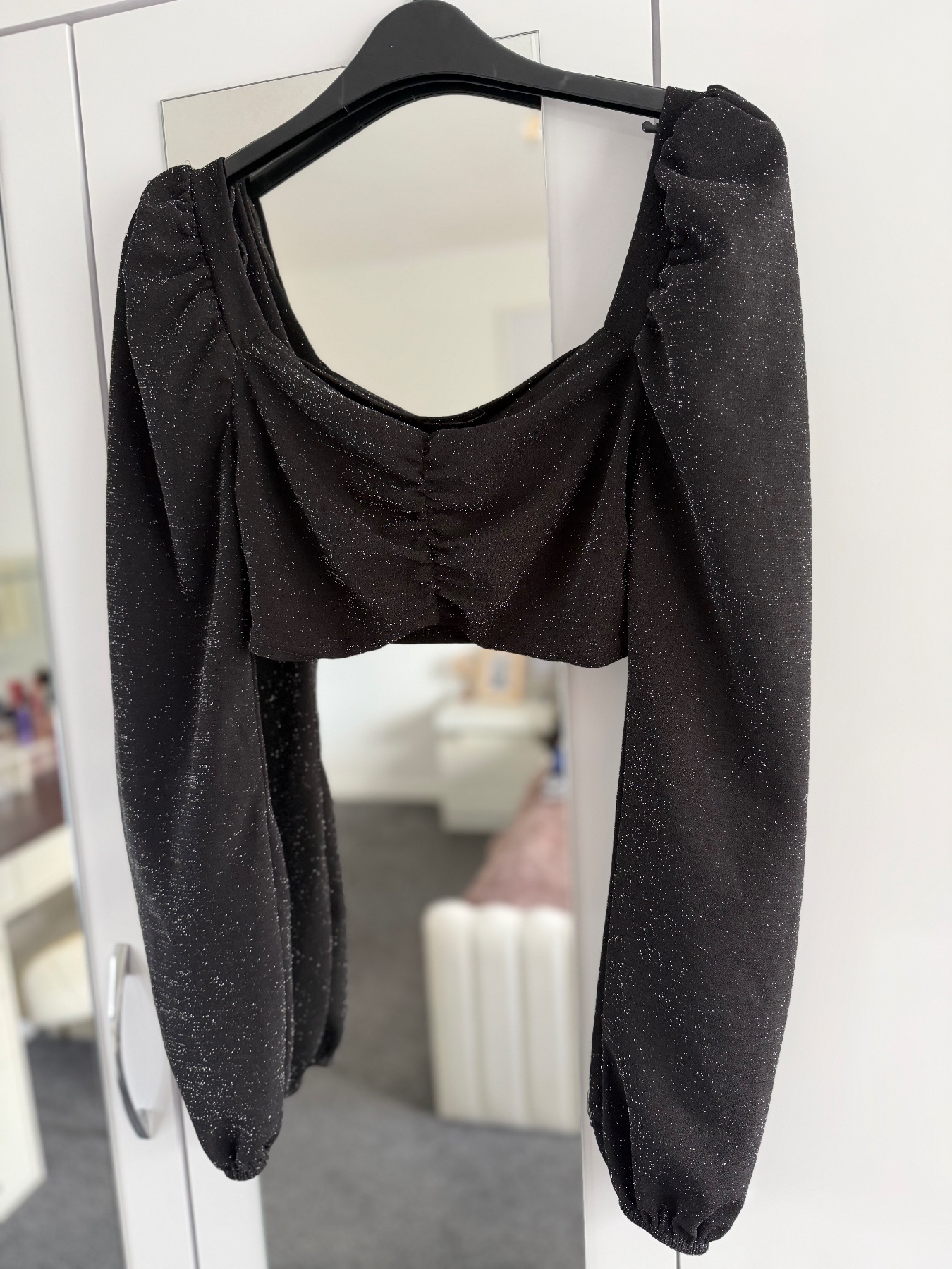 Pink Vanilla black sparkling crop top UK8