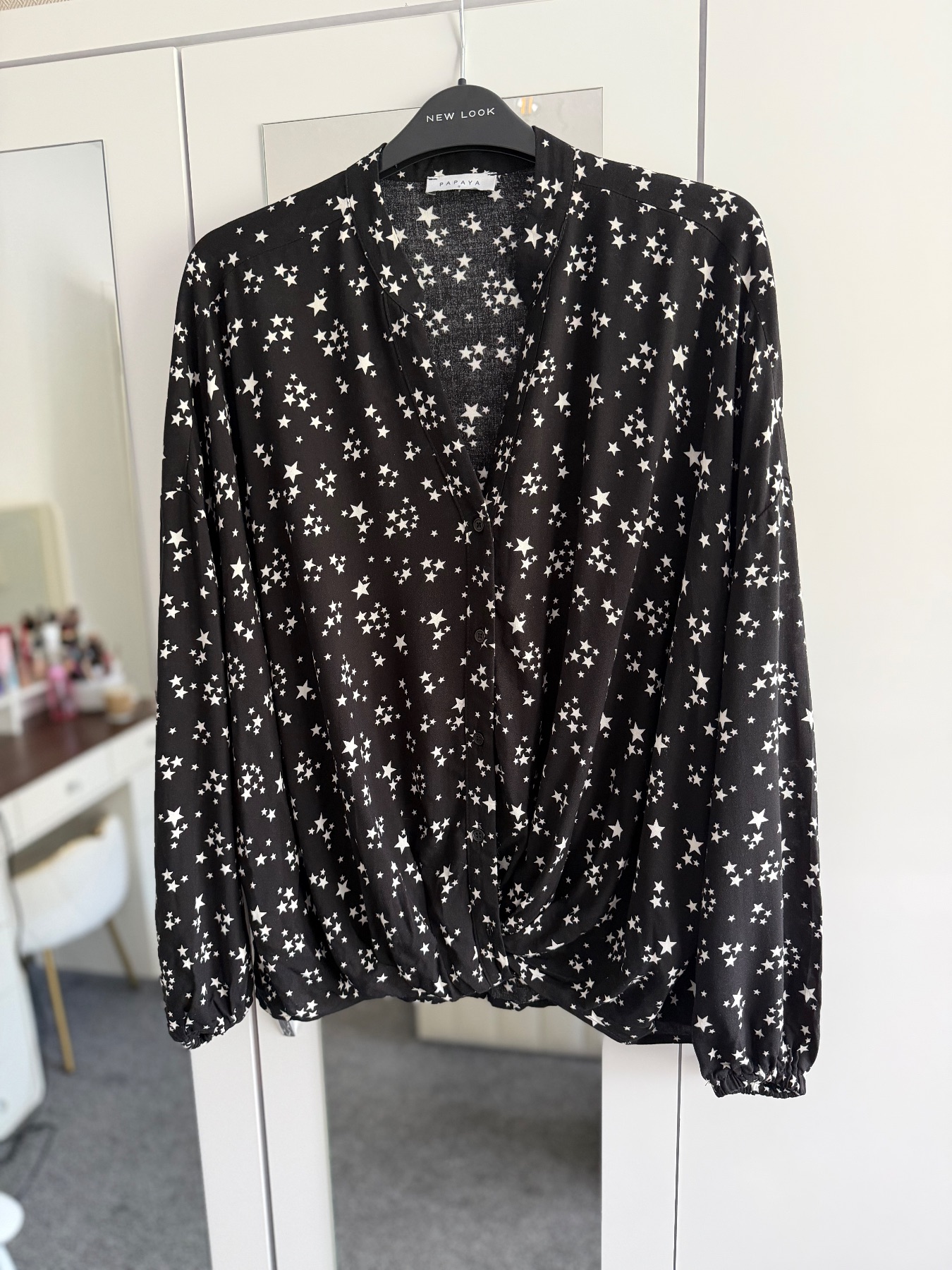 Papaya black knot front blouse UK8