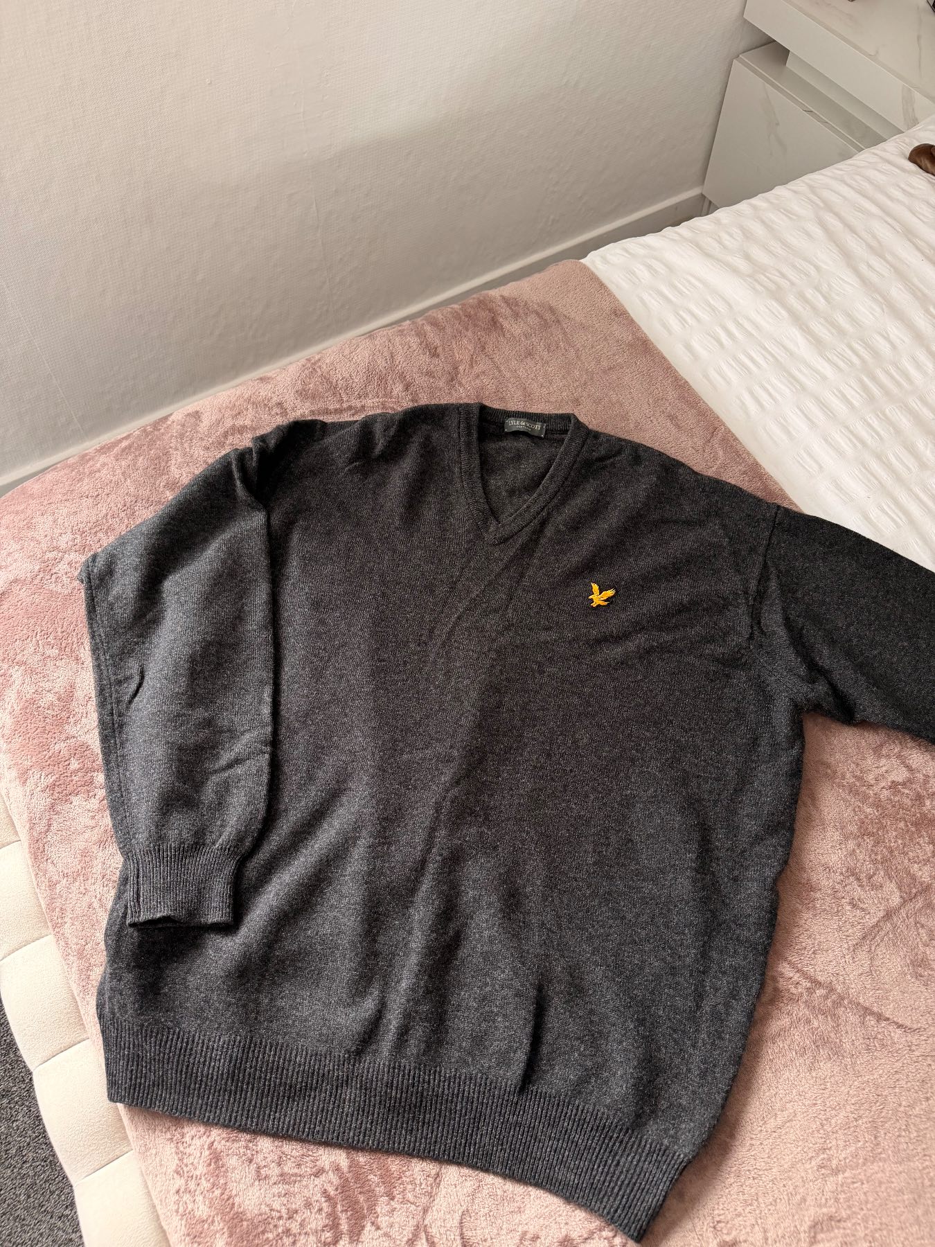 Vintage Lyle & Scott grey 100%wool jumper XXL