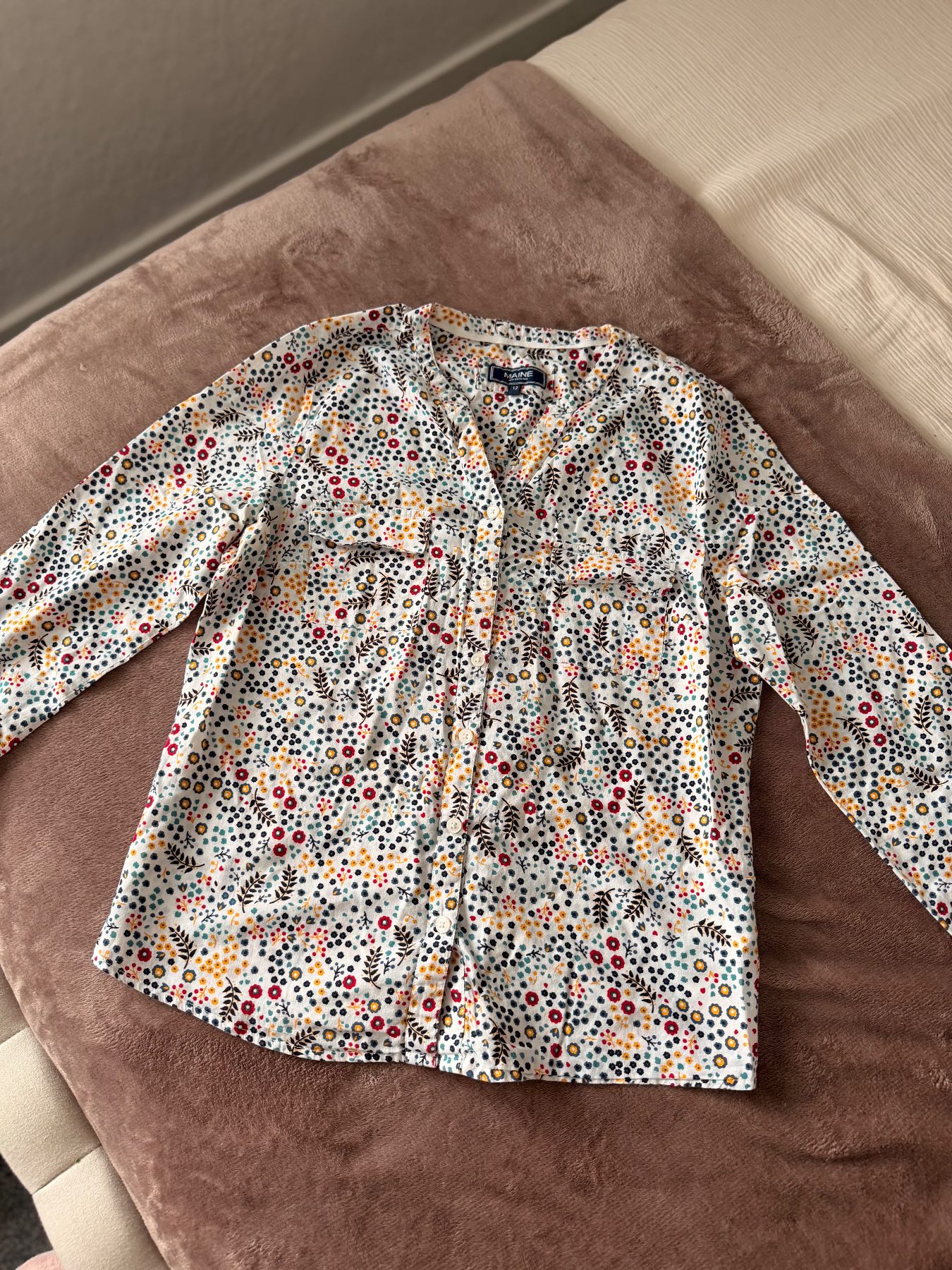 Maine floral cotton shirt/blouse UK12
