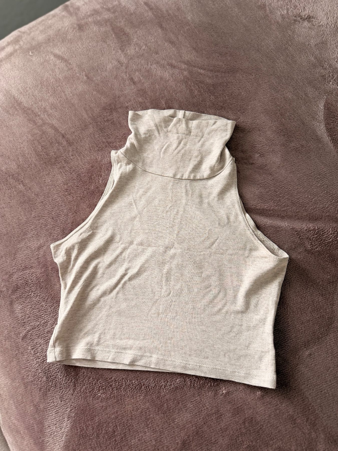 American Apparel beige turtleneck crop top S