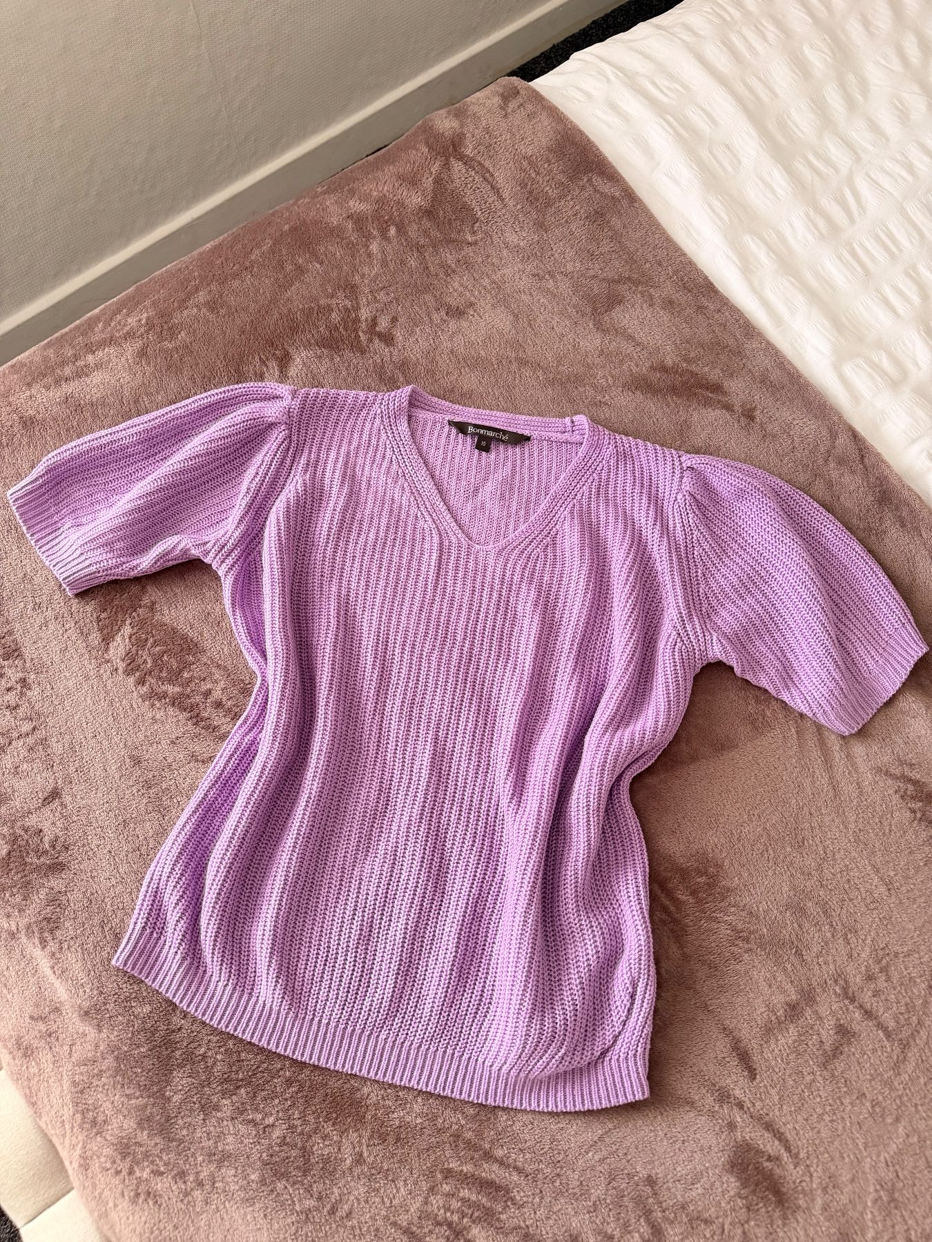 Bonmarche lilac knitted short sleeve jumper UK10