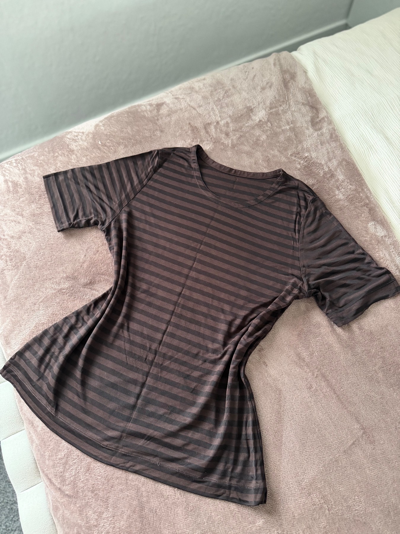 St. Michael Vintage M&S brown stripped tee UK16