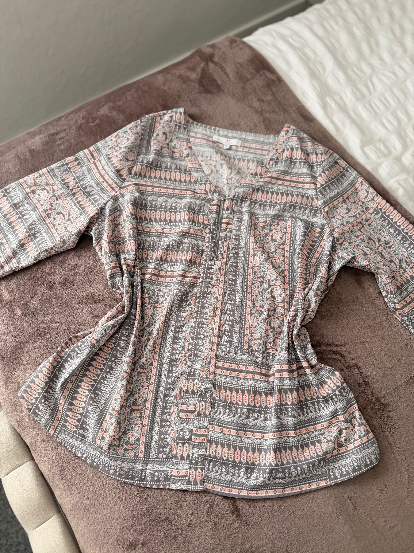 Julipa grey/rose 3/4 sleeves blouse top UK24